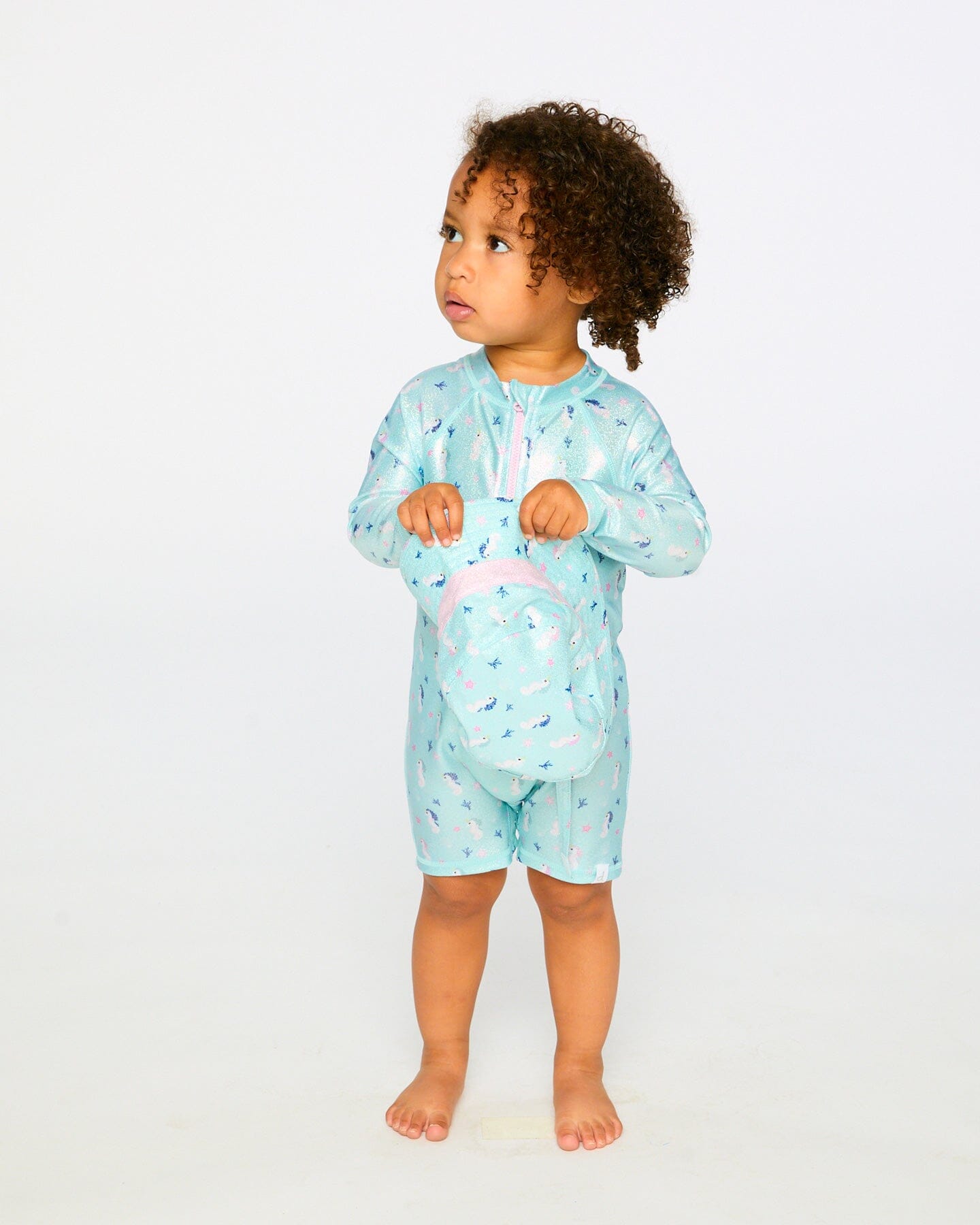 Beach Hat Blue Seahorse Print