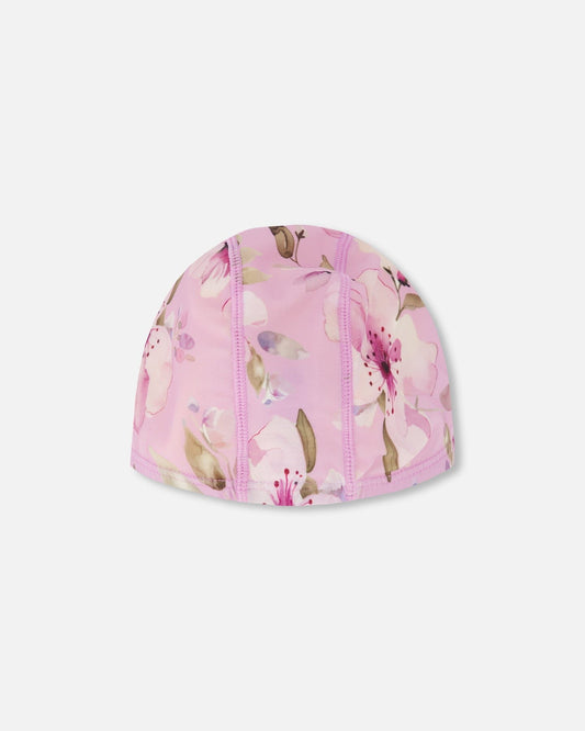Swim Cap Purple Flower Print
