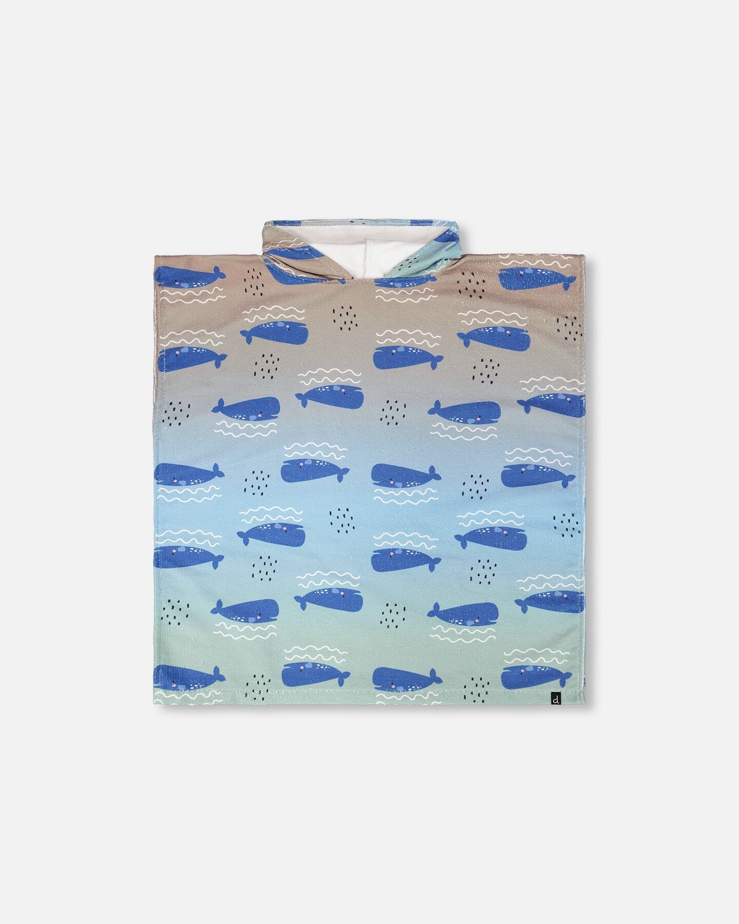 Hooded Beach Towel Blue Whale Print