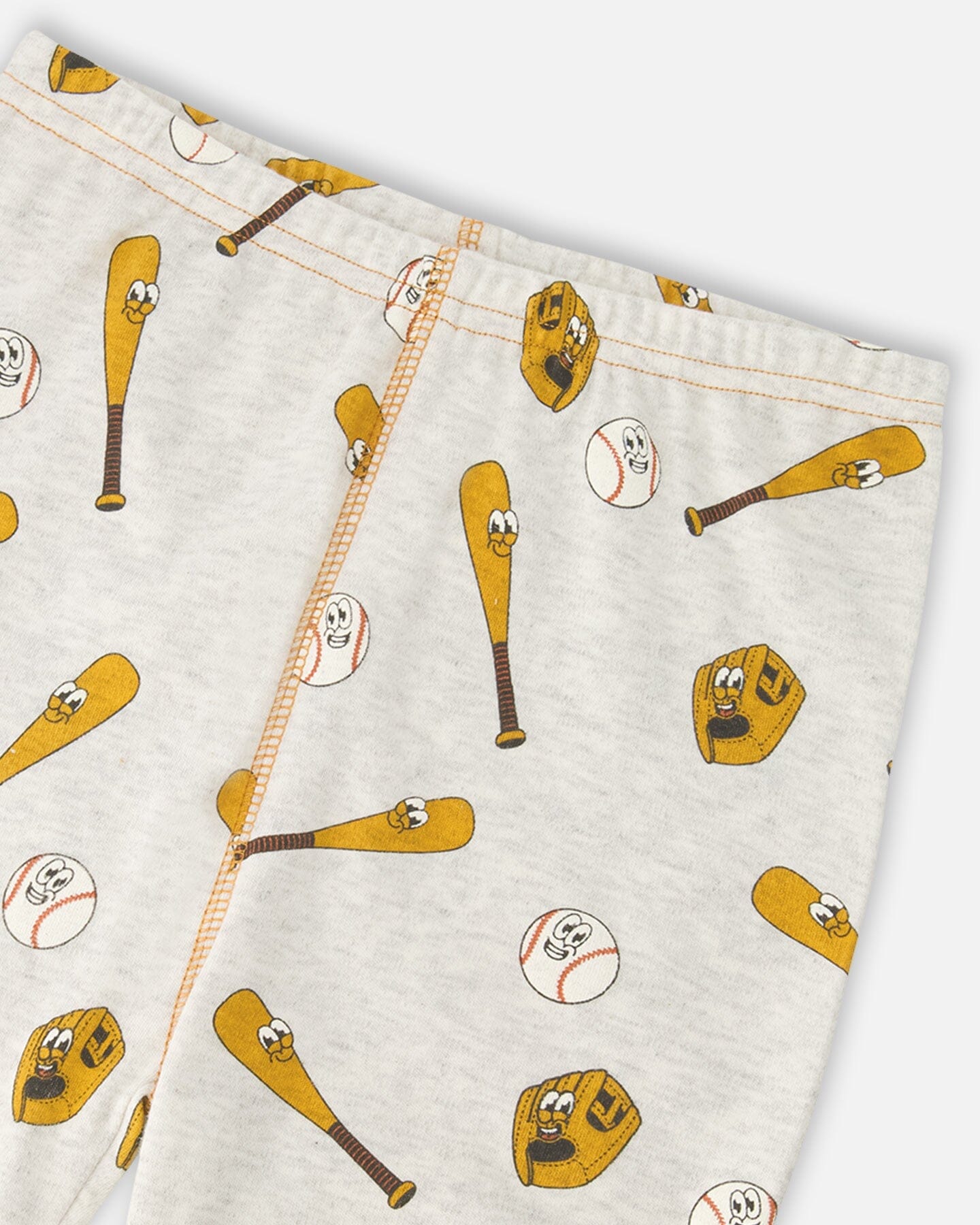 Organic Cotton Two-Piece Pyjama Set Grey Mix Baseball Print