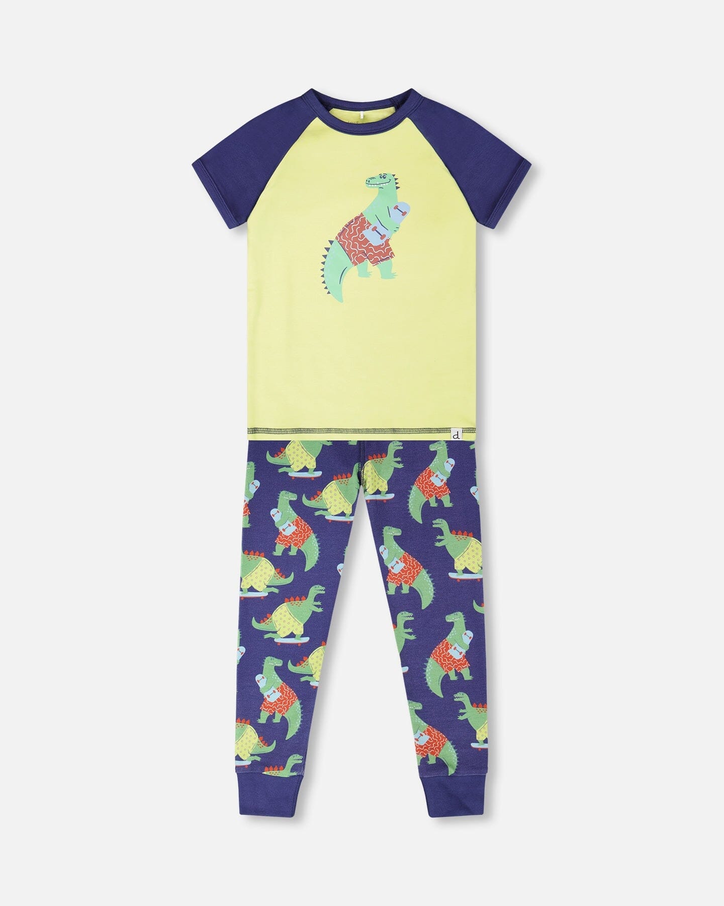 Organic Cotton Two-Piece Pyjama Set Blue Dino Print