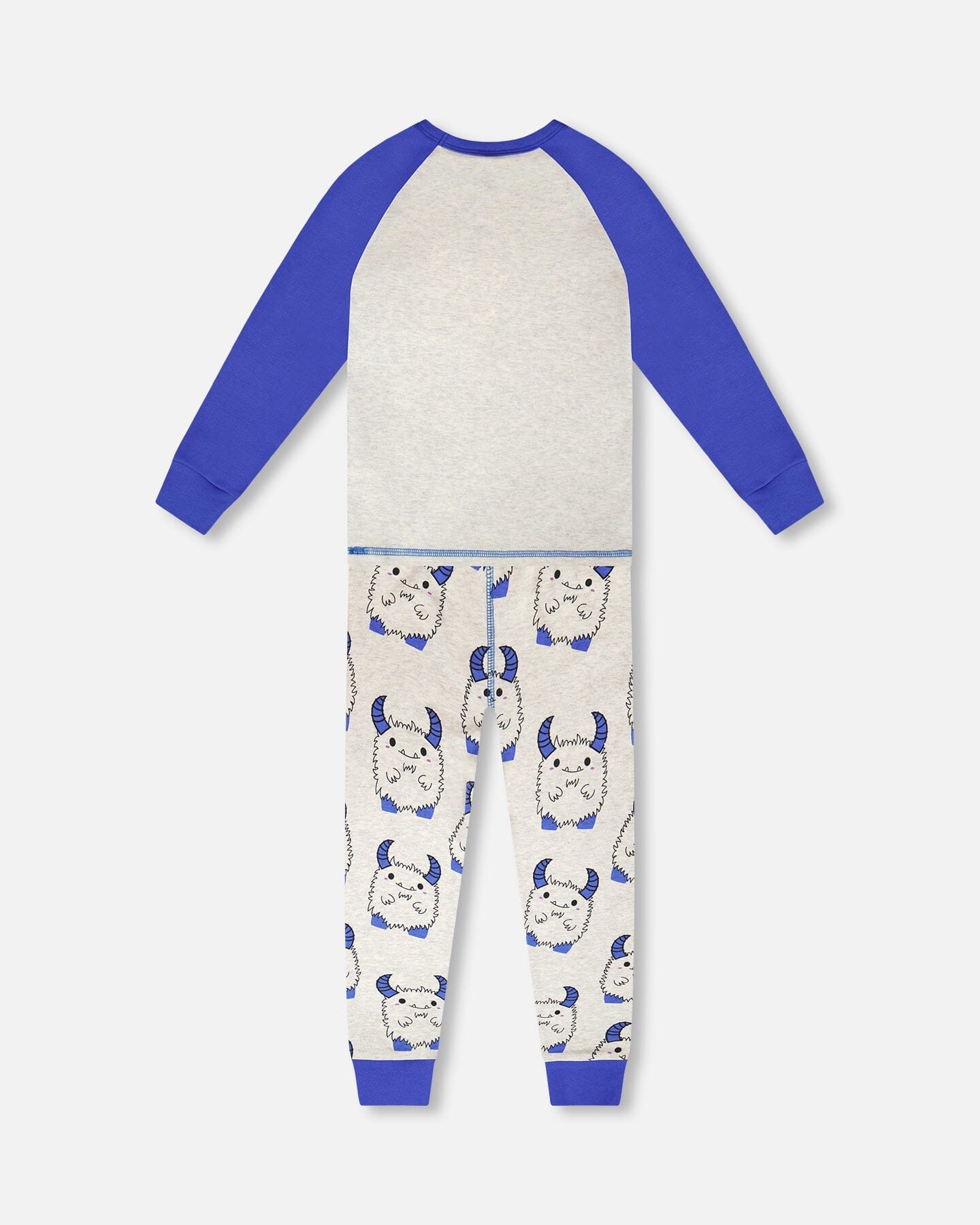 Organic Cotton Two-Piece Pyjama Set Grey Mix Monster Print