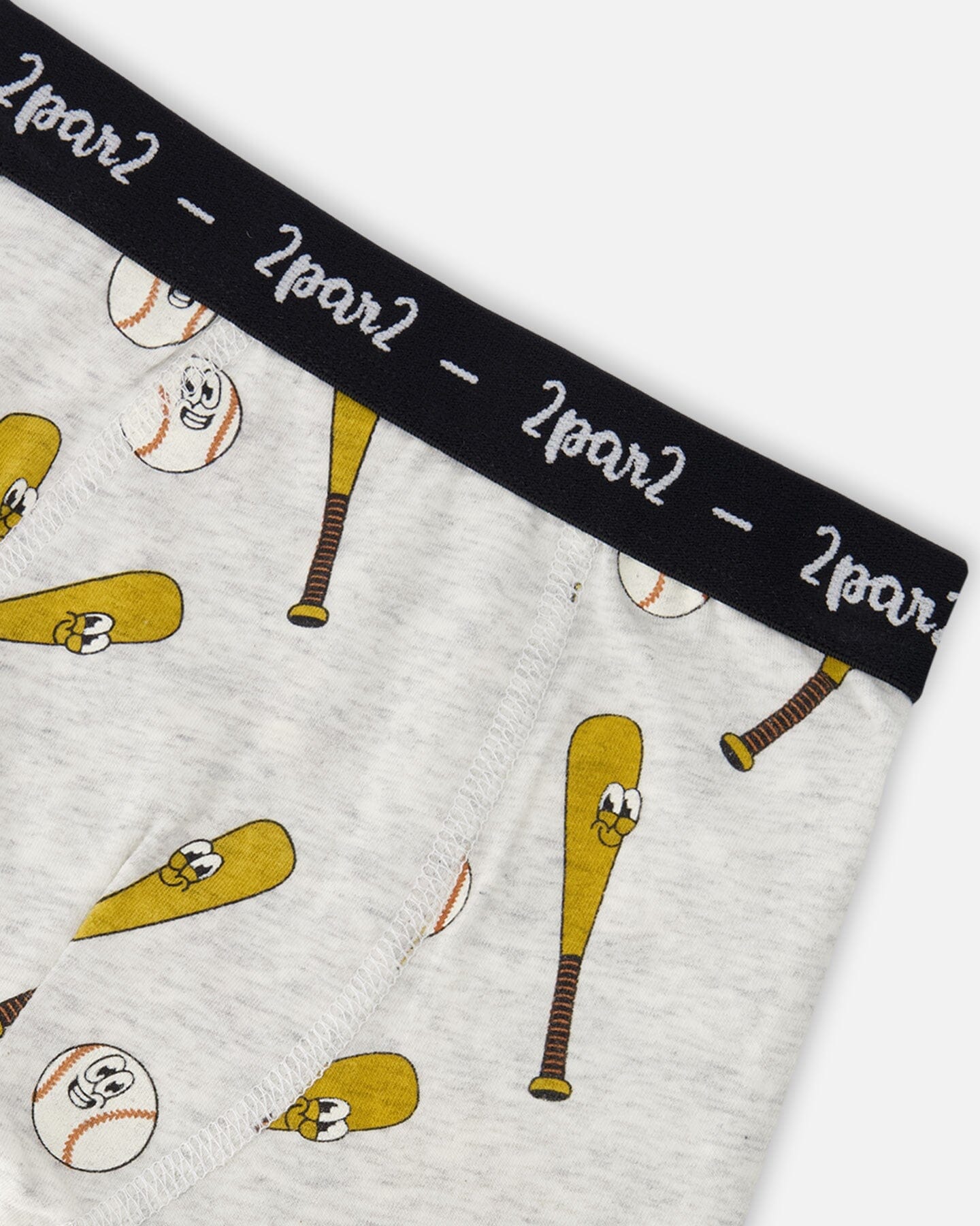 Organic Cotton Boxer Grey Mix Baseball Print