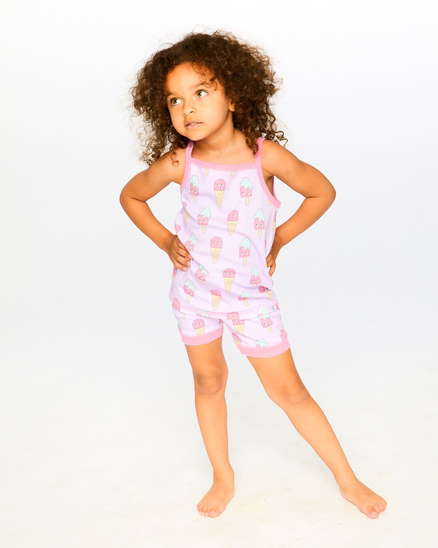 Organic Cotton Two-Piece Pyjama Set Lilac Printed Ice Creams