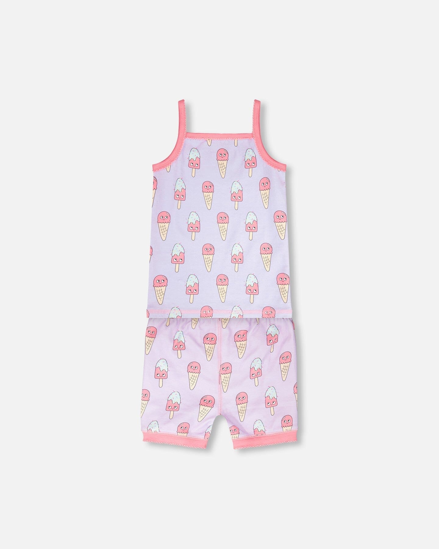 Organic Cotton Two-Piece Pyjama Set Lilac Printed Ice Creams