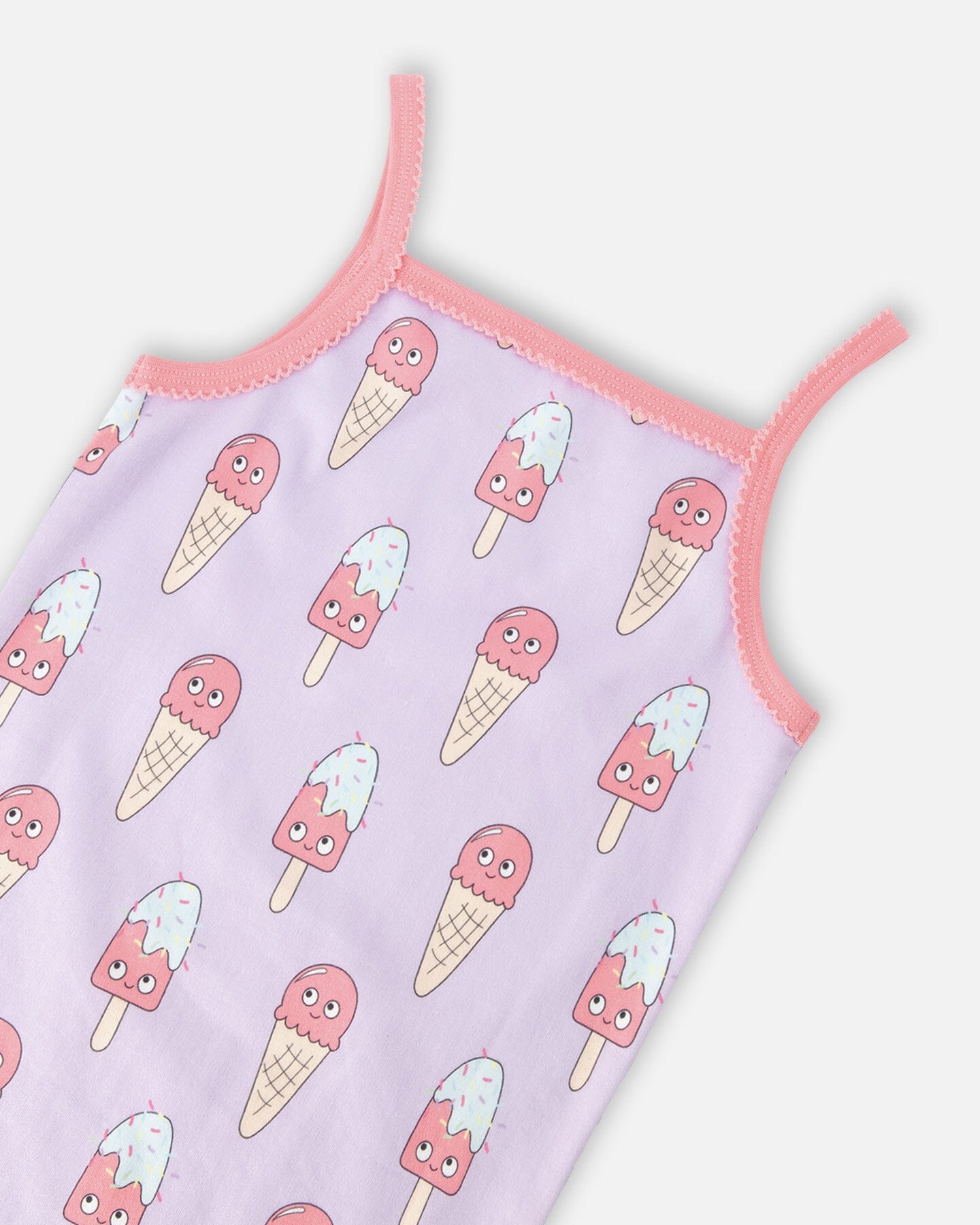 Organic Cotton Two-Piece Pyjama Set Lilac Printed Ice Creams