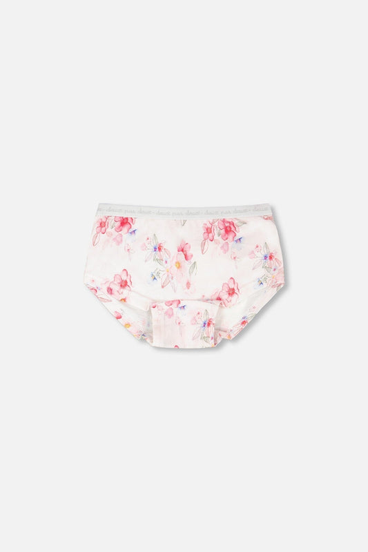 Organic Cotton Boyshort Panty Pink Printed Flowers