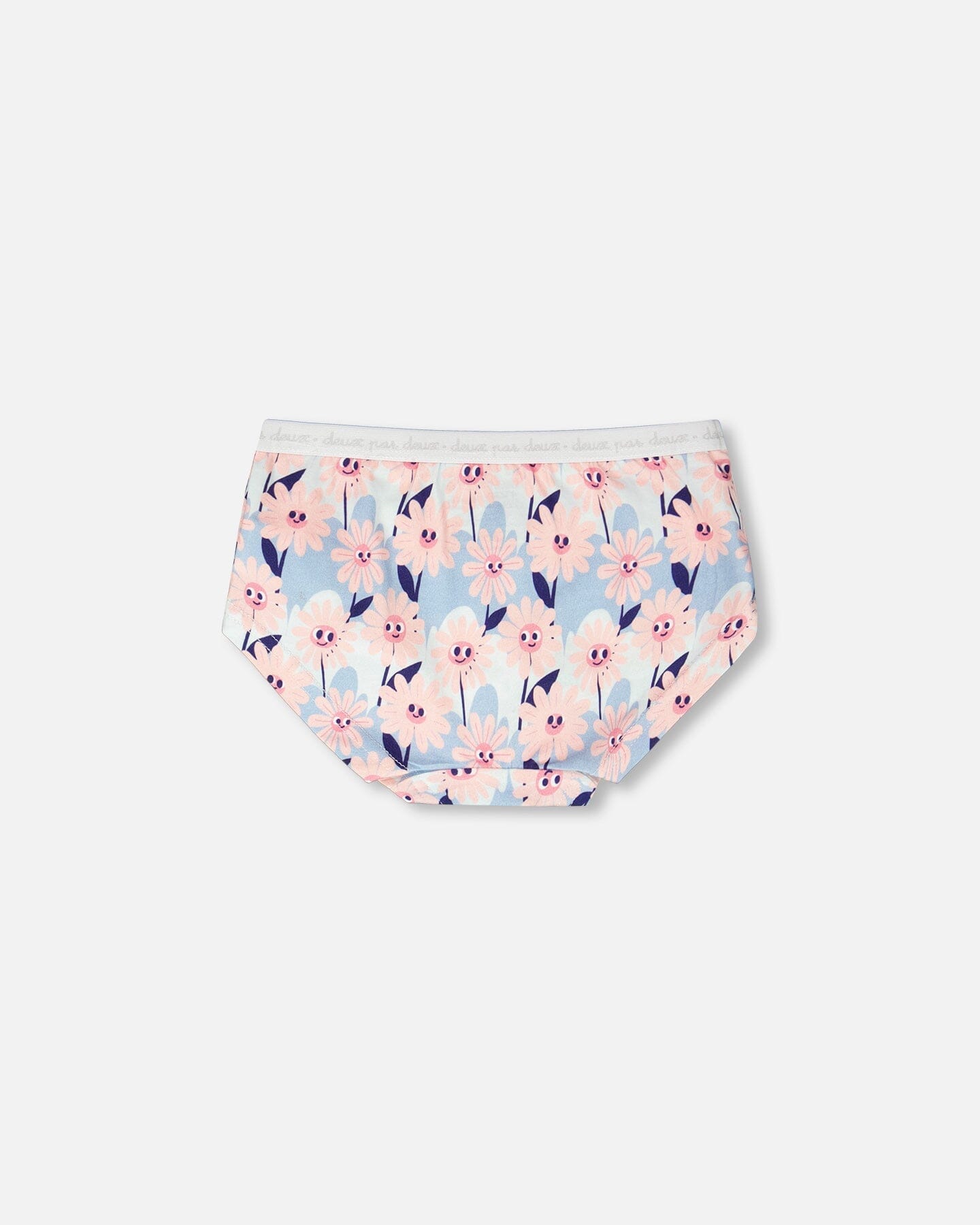 Organic Cotton Boyshort Panty Blue Smiling Flower Print