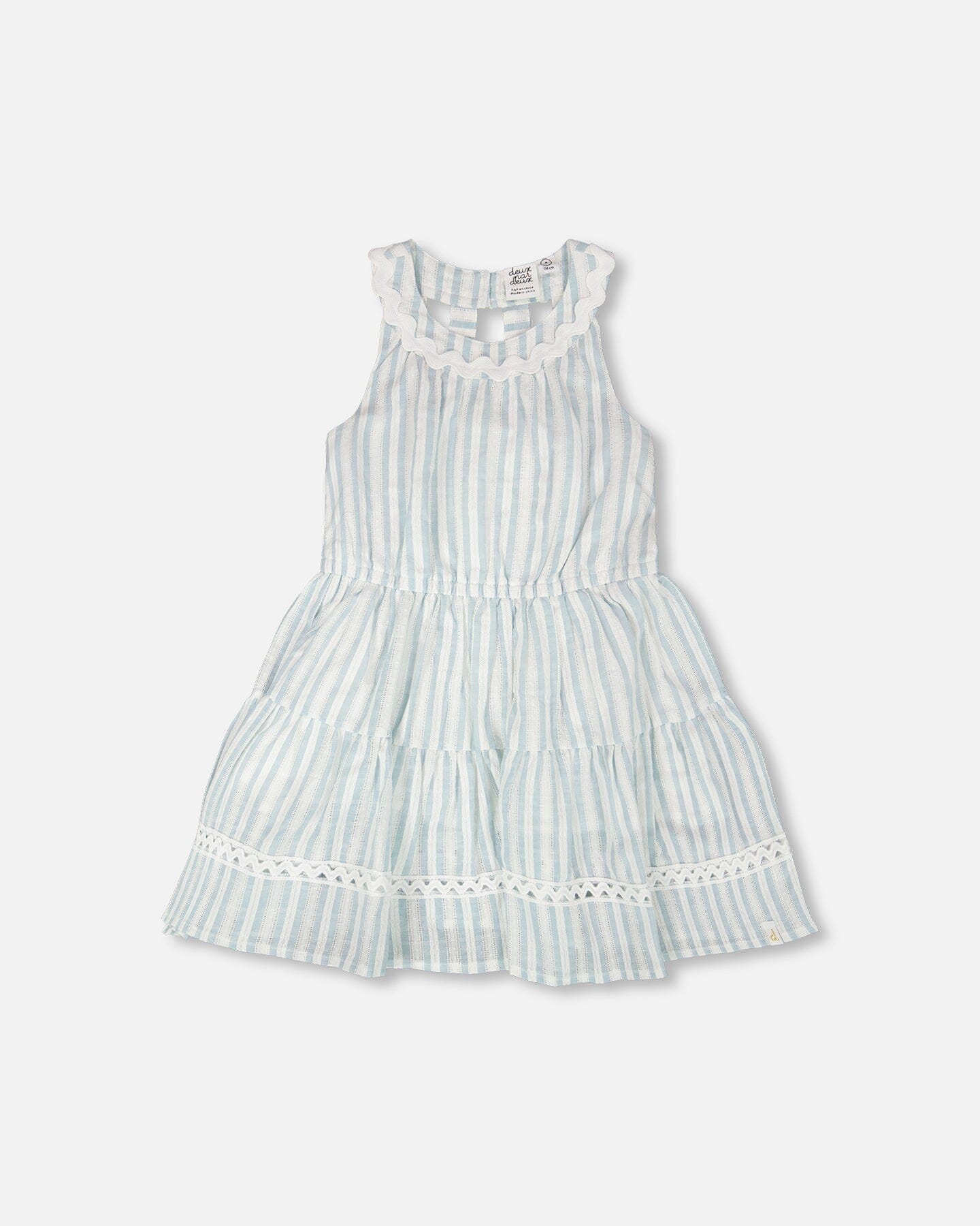Multi-Tiered Dress White And Blue Stripes