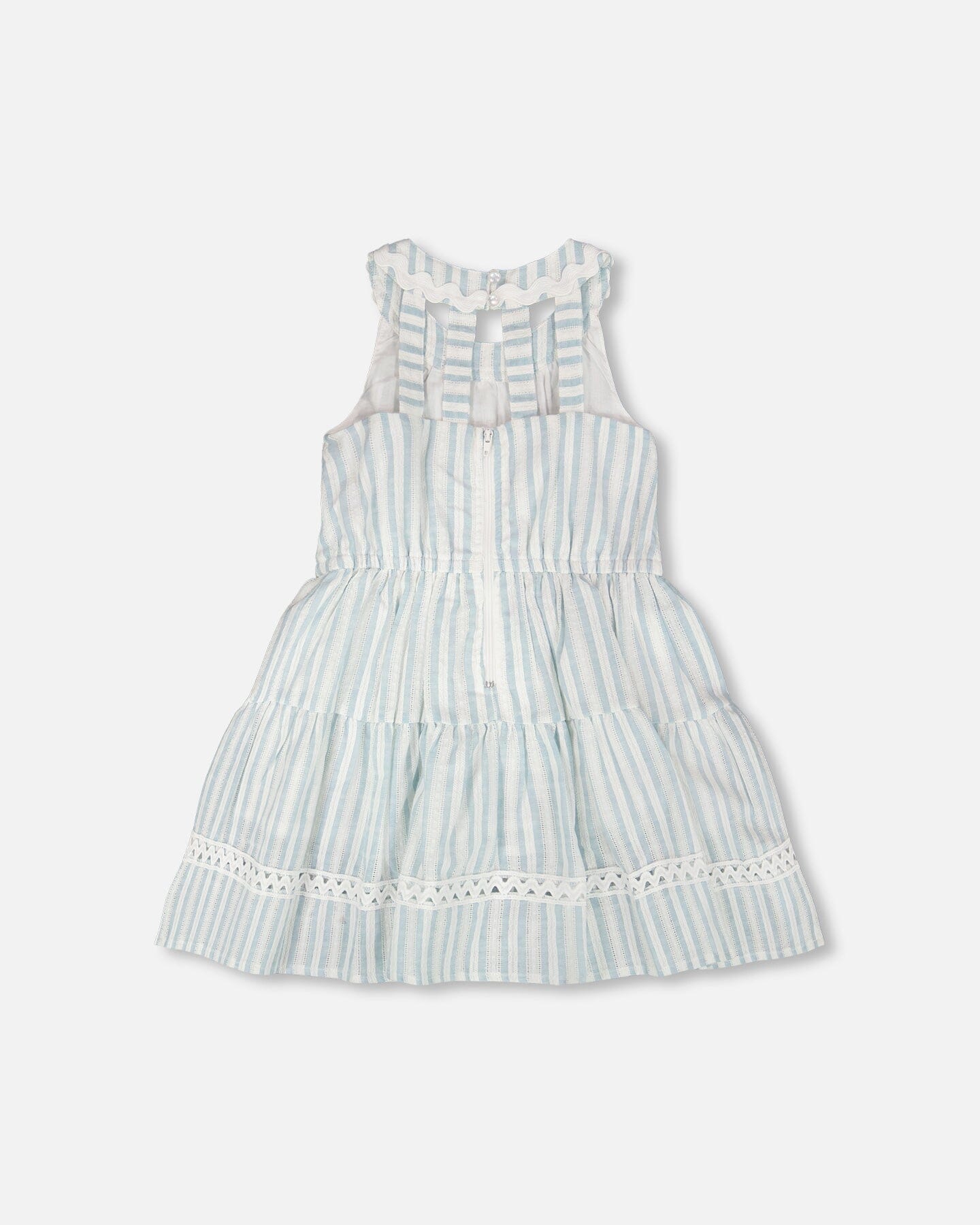 Multi-Tiered Dress White And Blue Stripes