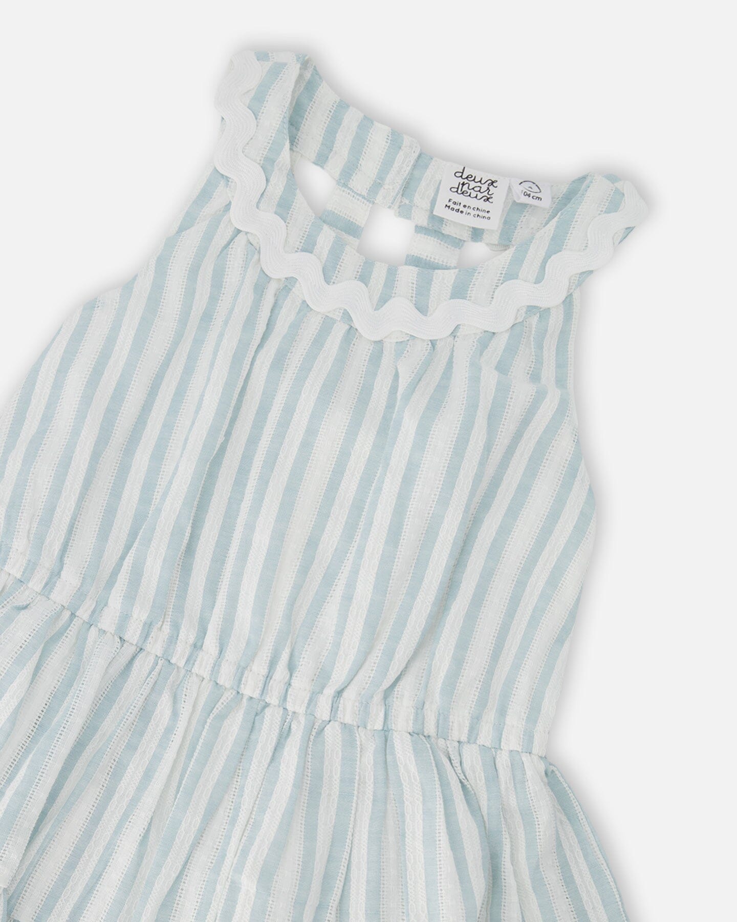 Multi-Tiered Dress White And Blue Stripes