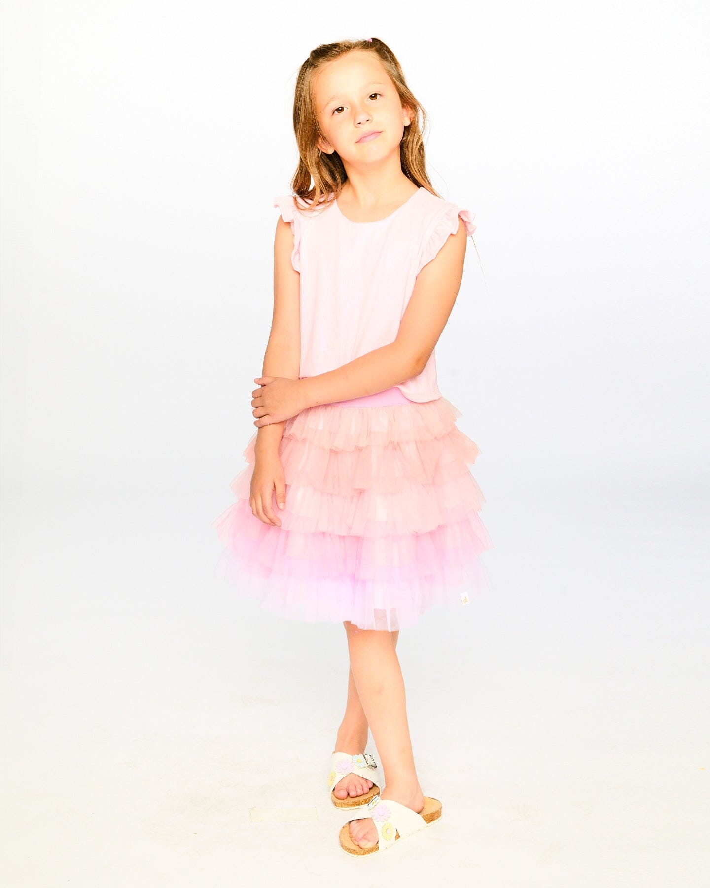 Bi-Material Dress Pale Pink