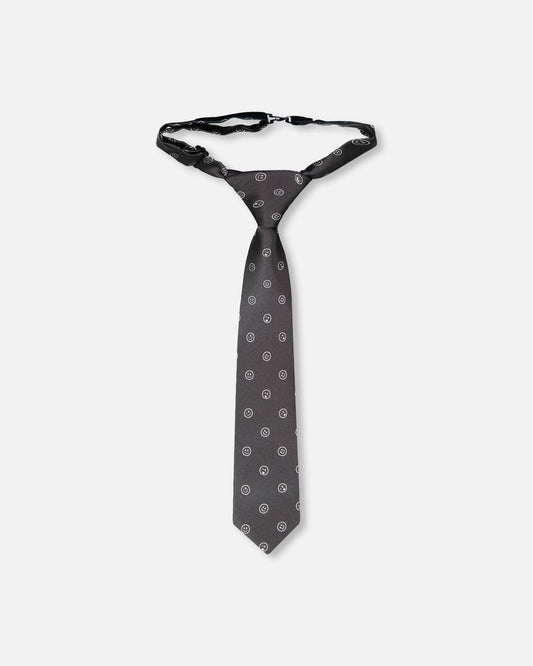 Neck Tie Black Printed Smiles