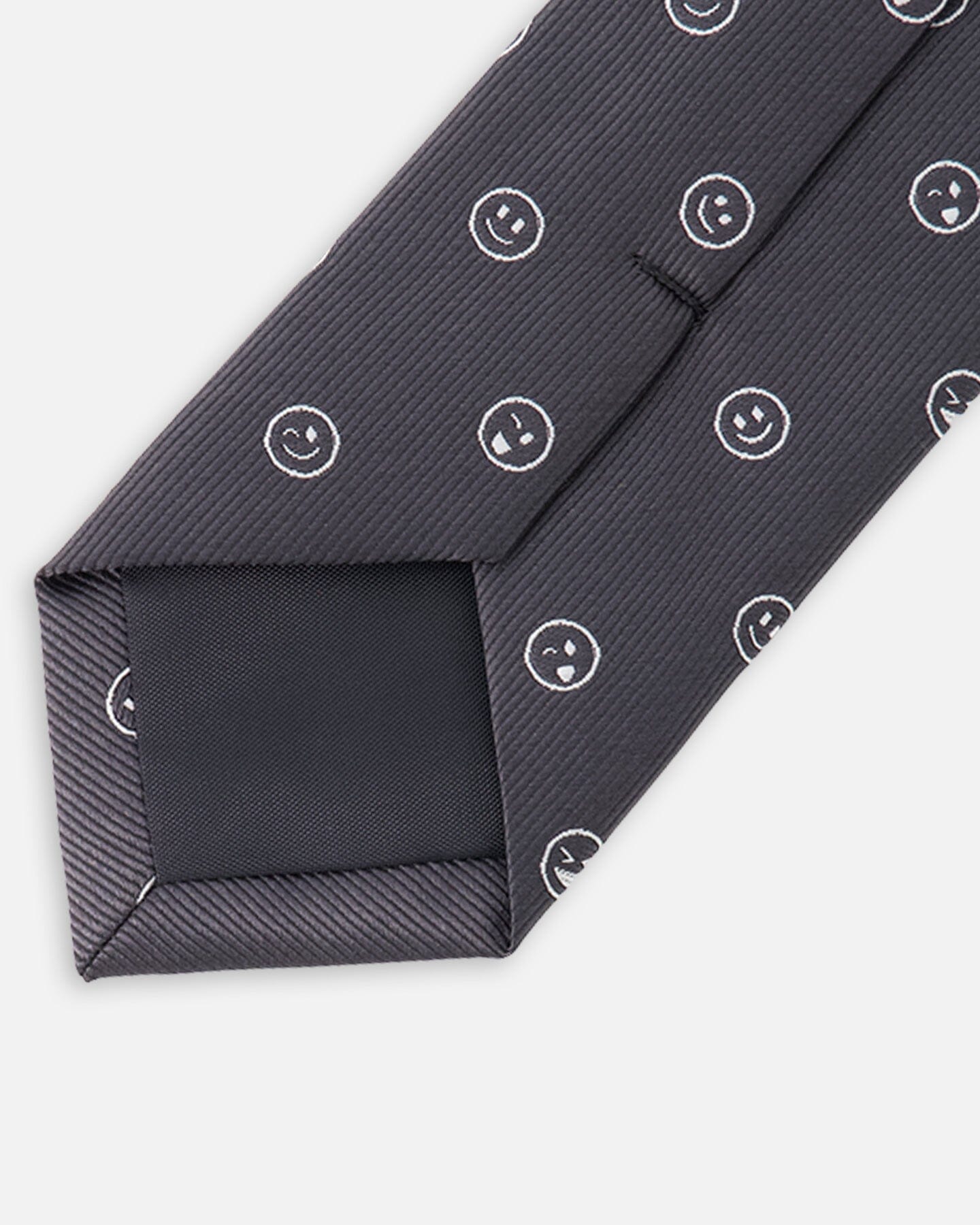 Neck Tie Black Printed Smiles