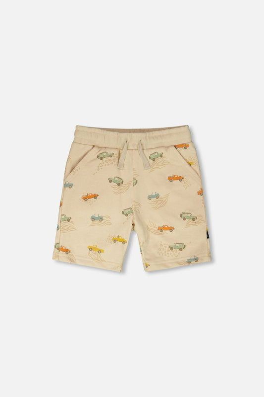 French Terry Shorts Beige Jeep Print