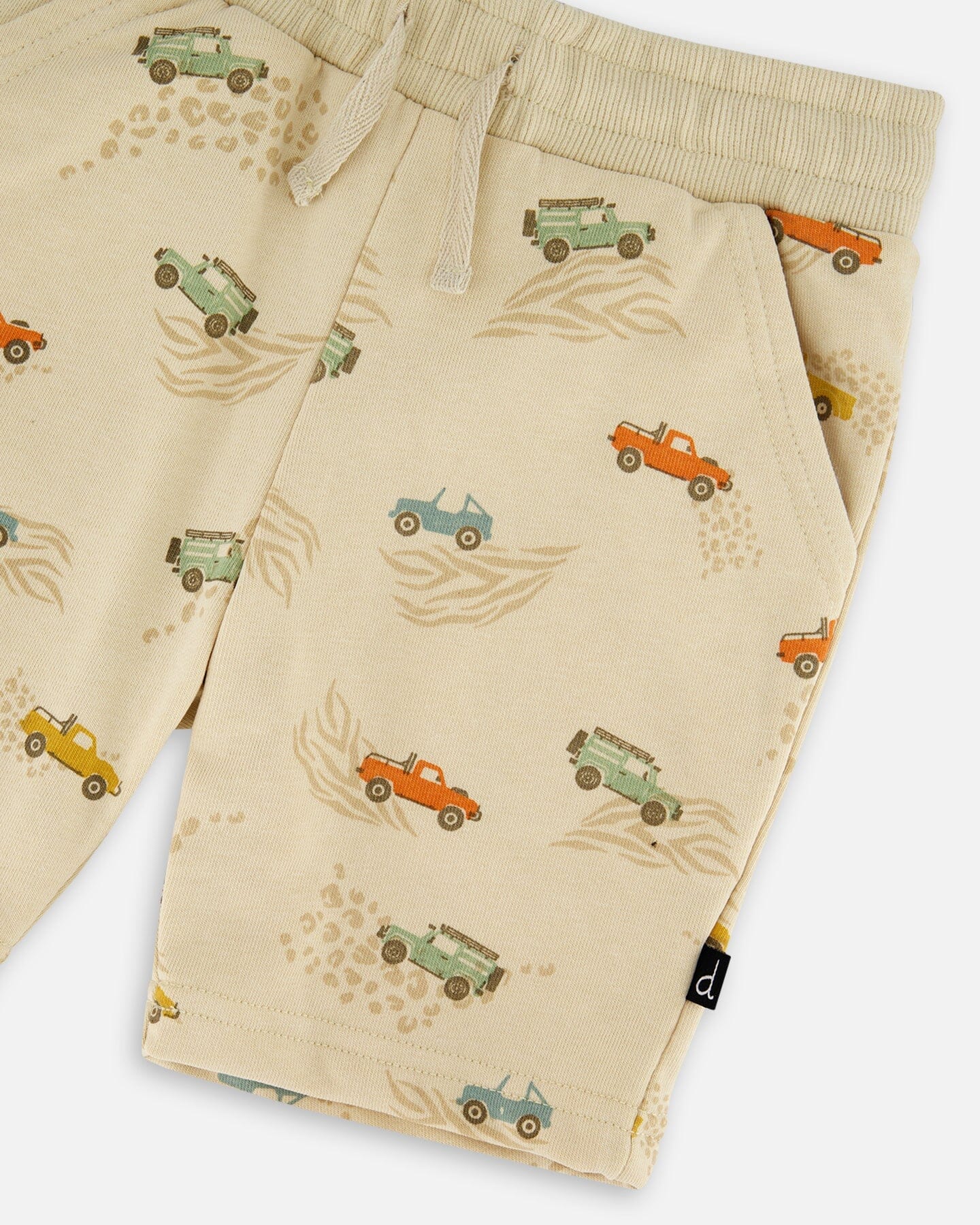 French Terry Shorts Beige Jeep Print