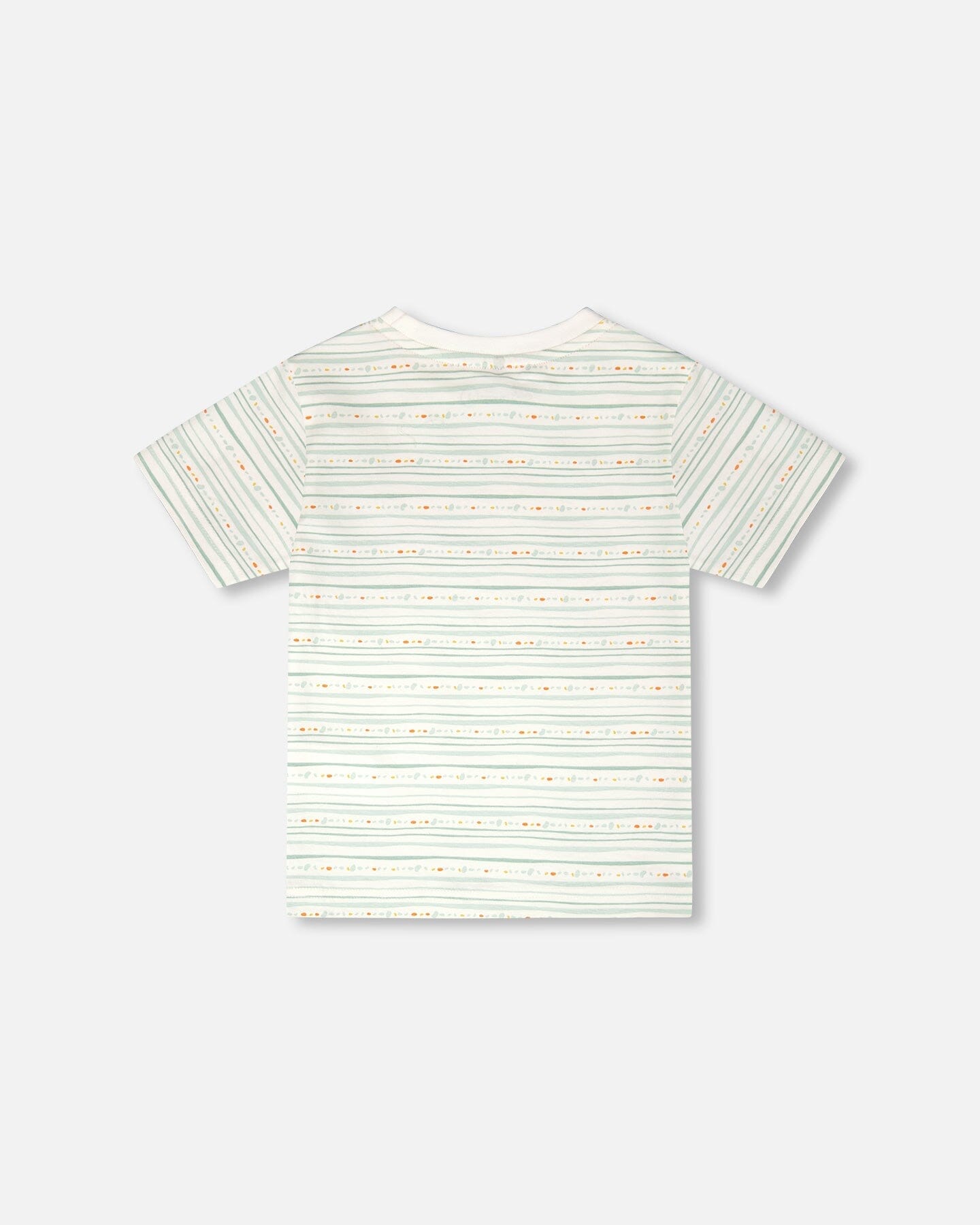 Organic Cotton T-Shirt White Printed Mint Green Lines