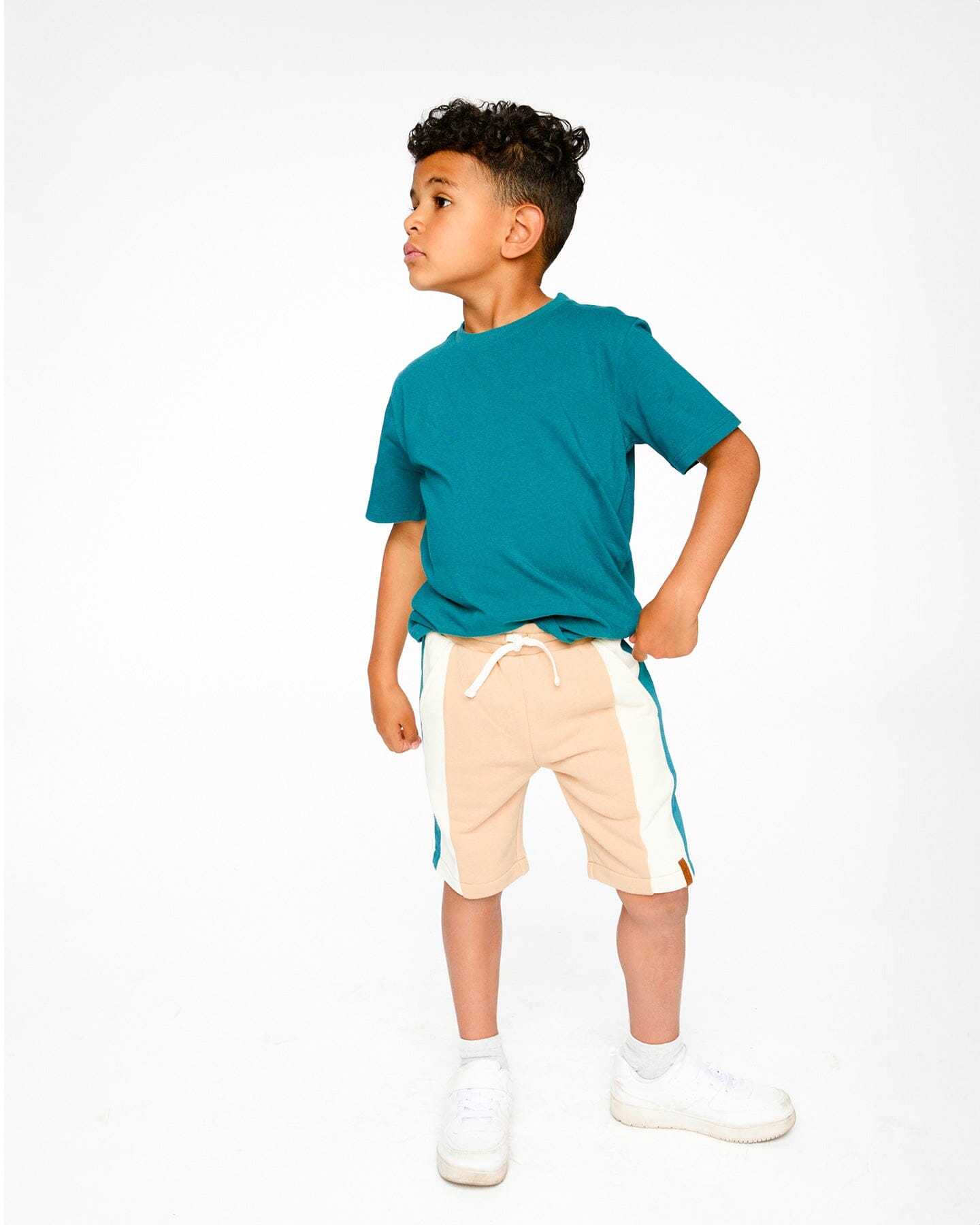 Sporty French Terry Shorts Beige