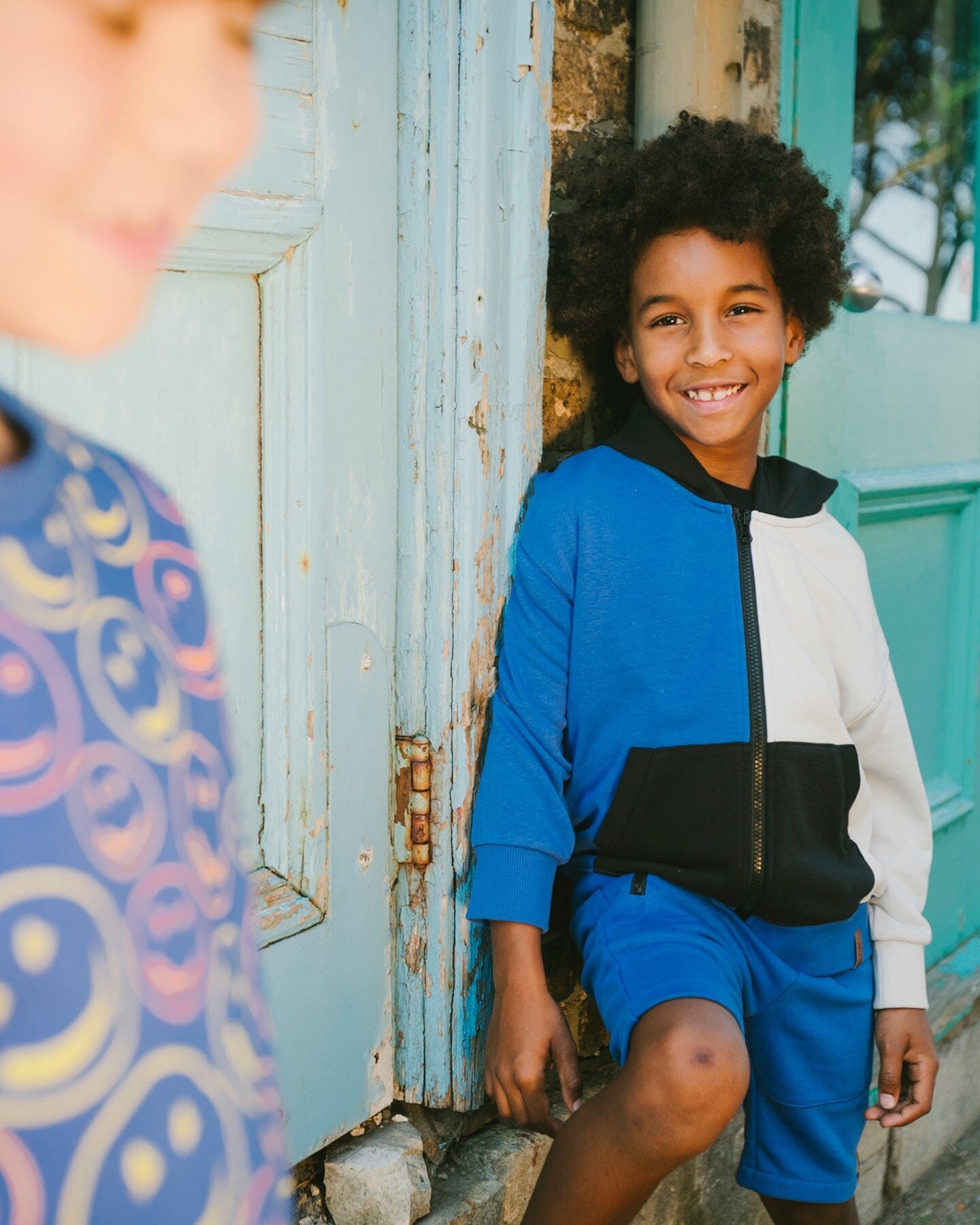Hooded French Terry Cardigan Royal Blue