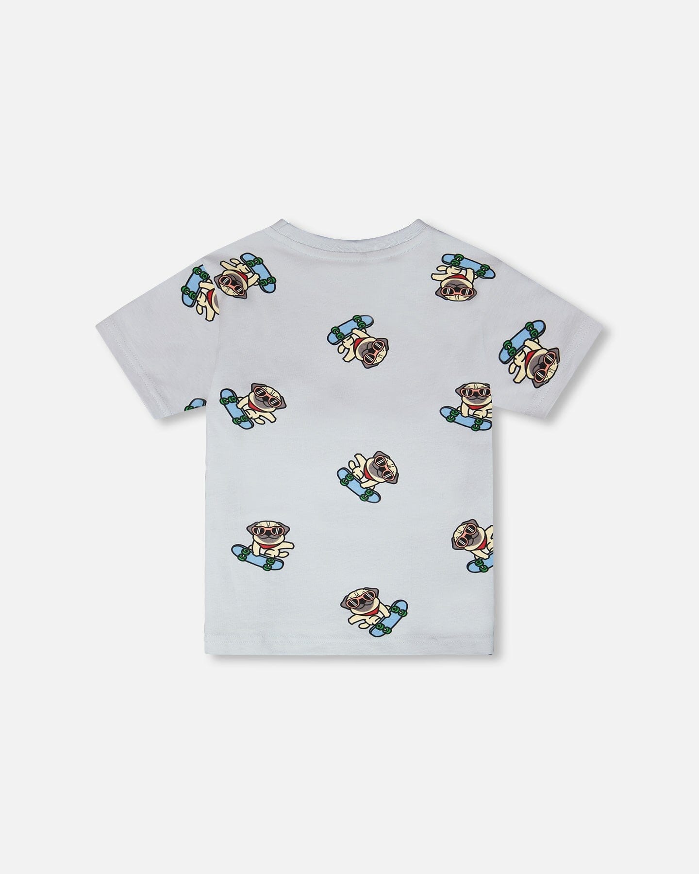 Organic Cotton Jersey T-Shirt Blue Pug Print