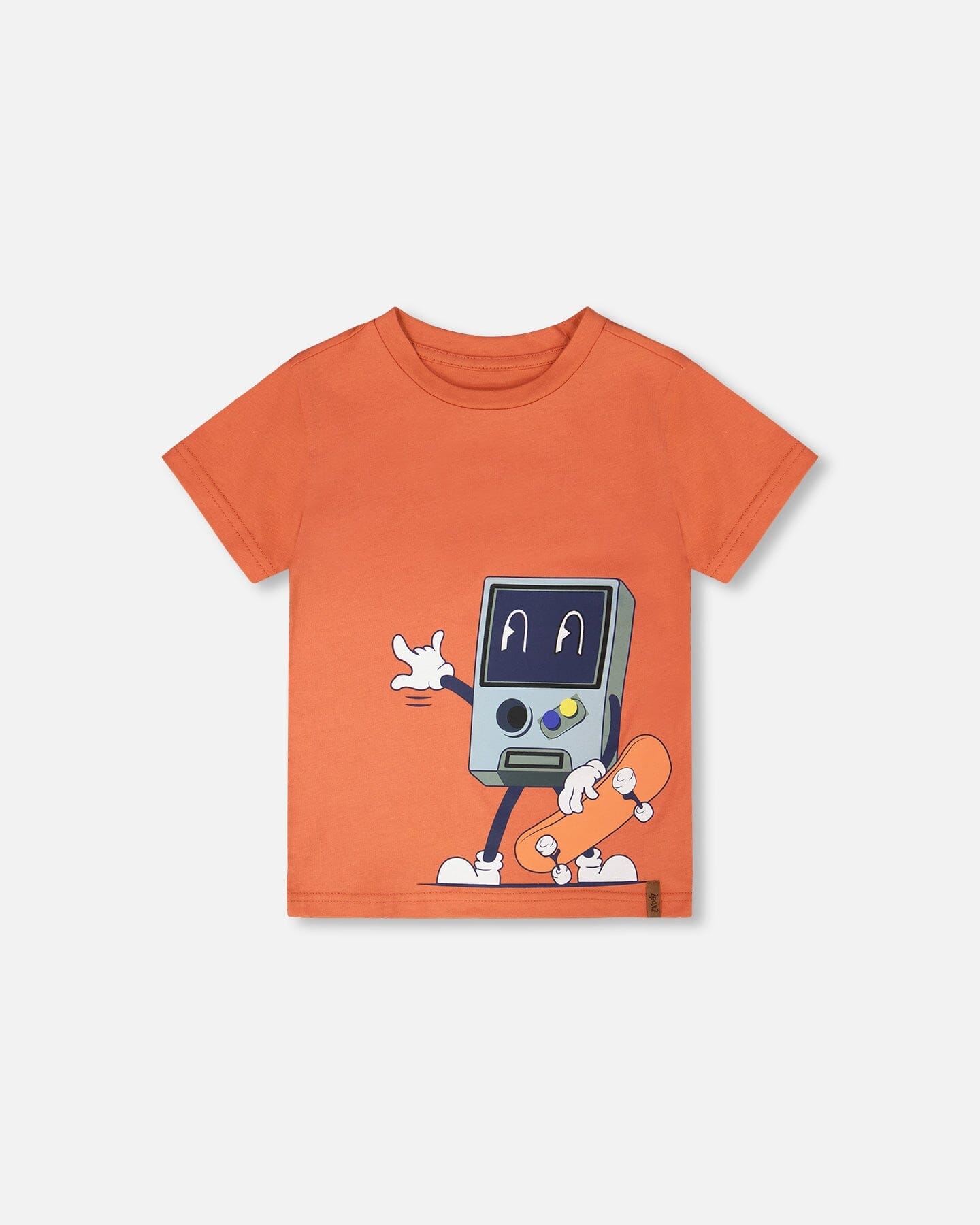 Organic Cotton Jersey T-Shirt With Print Orange