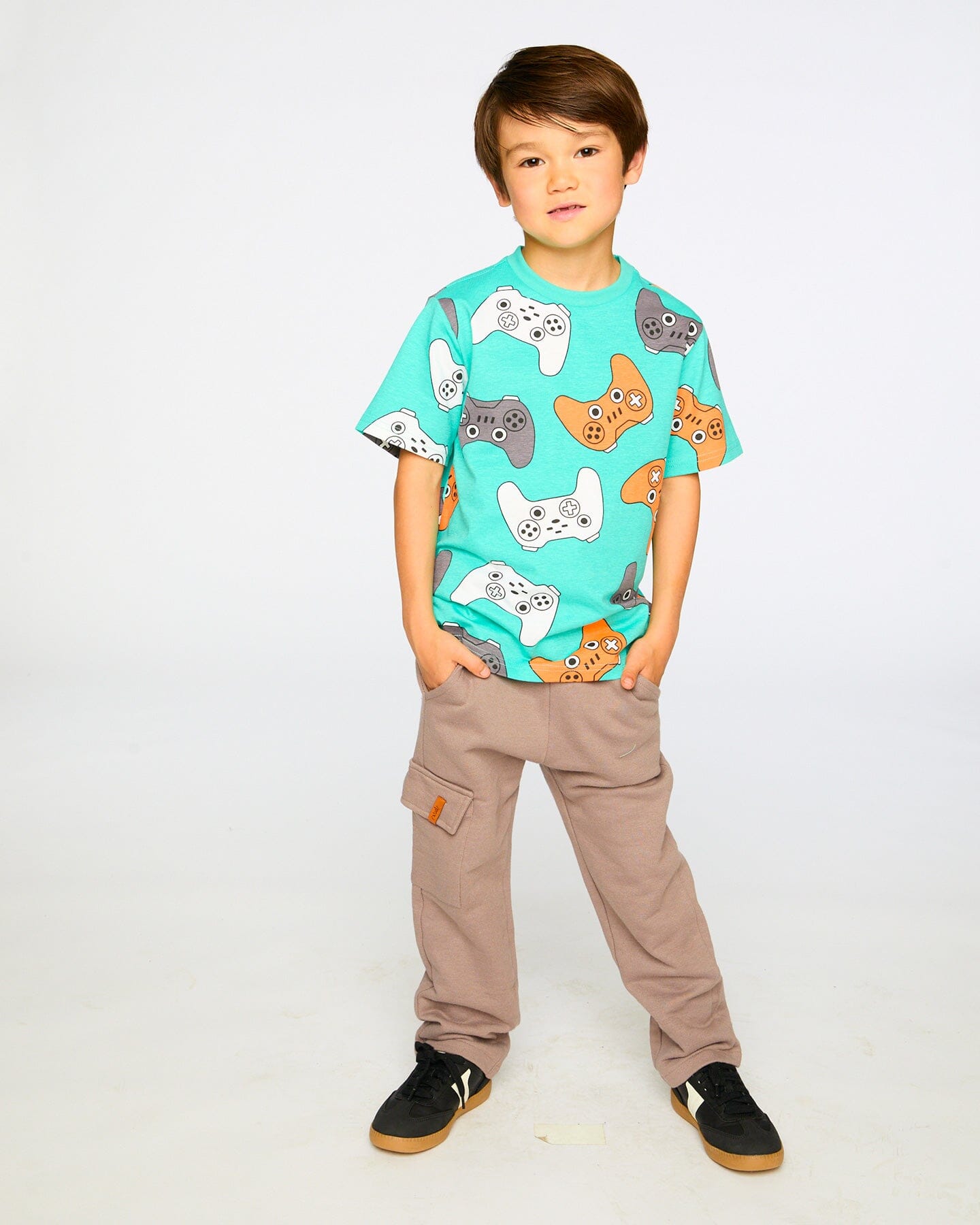 Organic Cotton Jersey T-Shirt Blue Printed Gamepads