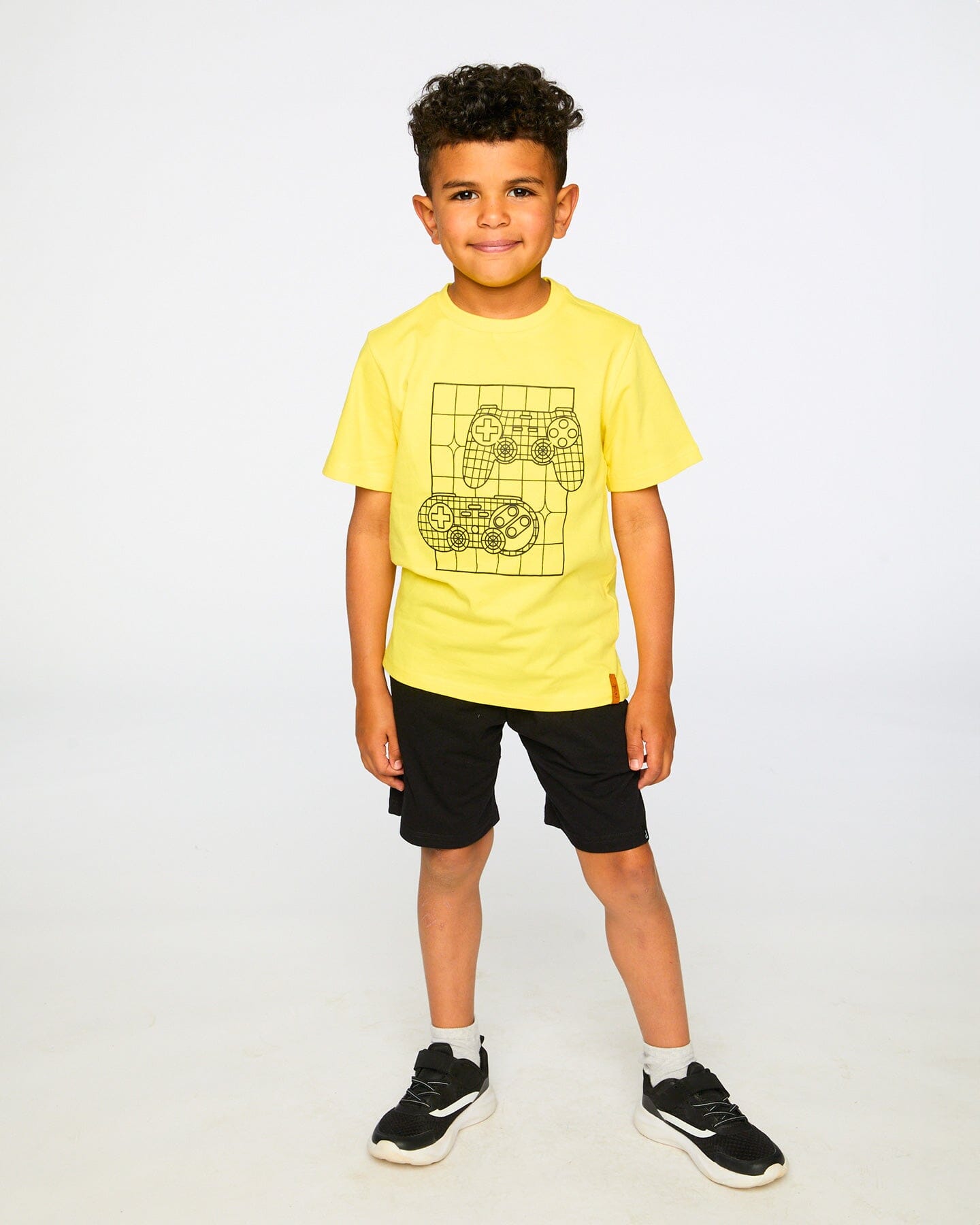 Organic Cotton Jersey T-Shirt With Gamer Print Yellow