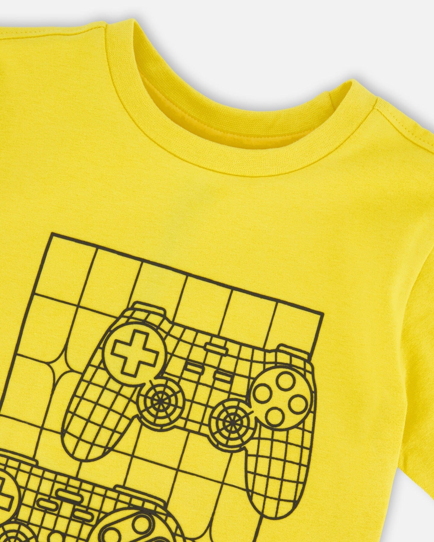 Organic Cotton Jersey T-Shirt With Gamer Print Yellow