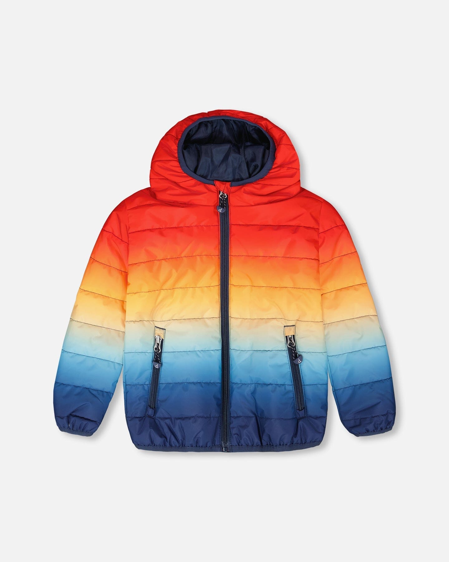 Quilted Mid-Season Jacket Orange And Blue Gradient