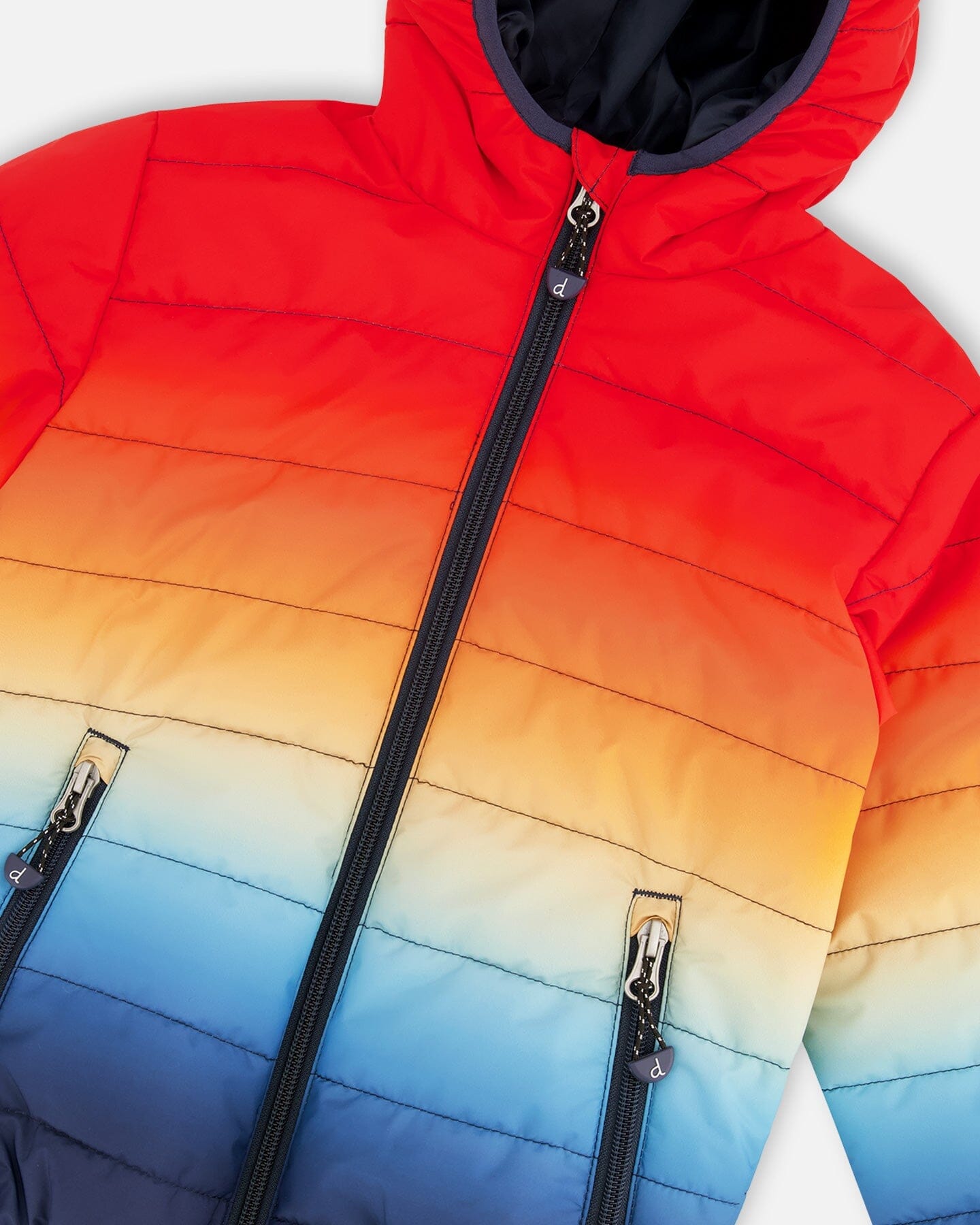 Quilted Mid-Season Jacket Orange And Blue Gradient