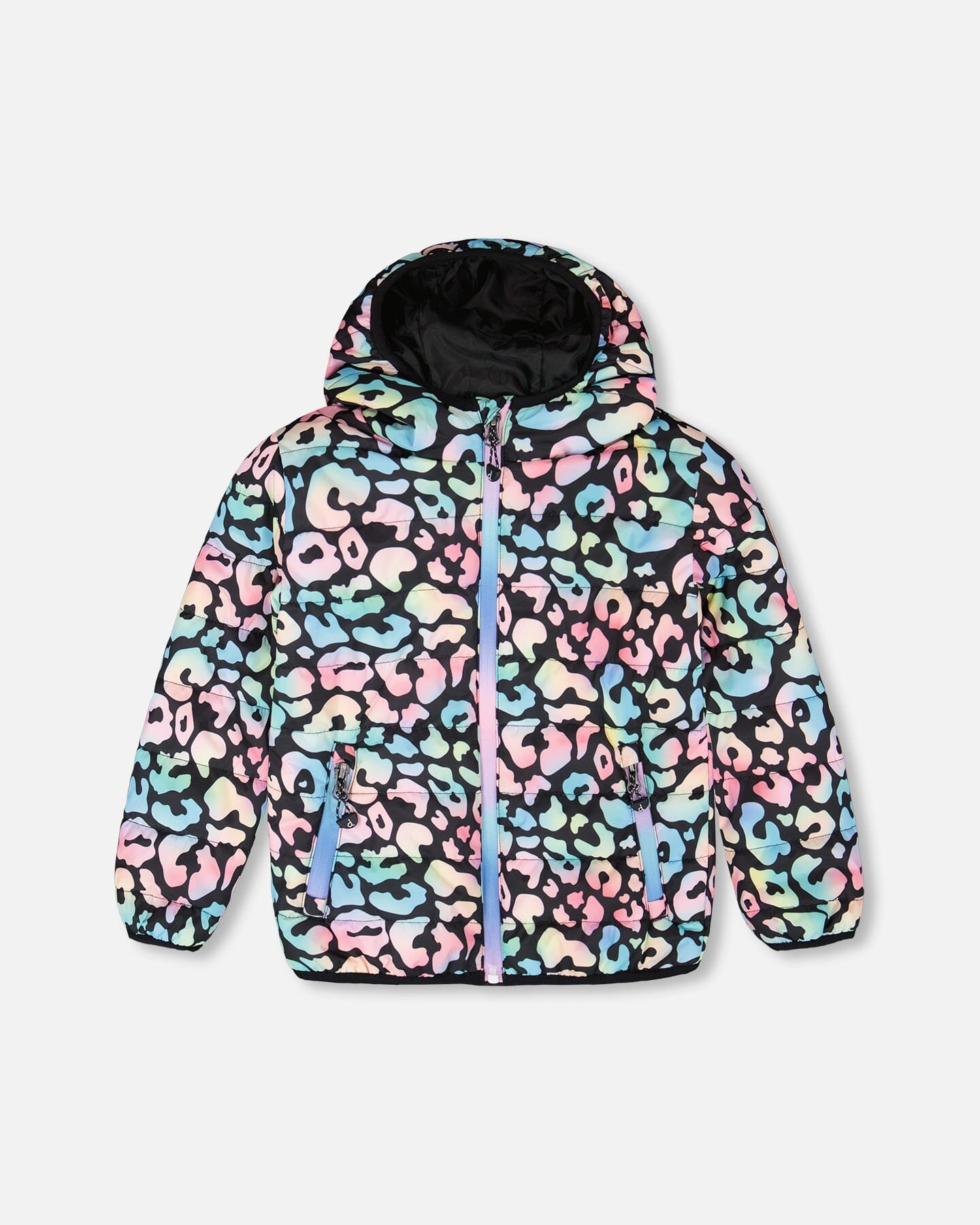Quilted Mid-Season Jacket Black Animal Print