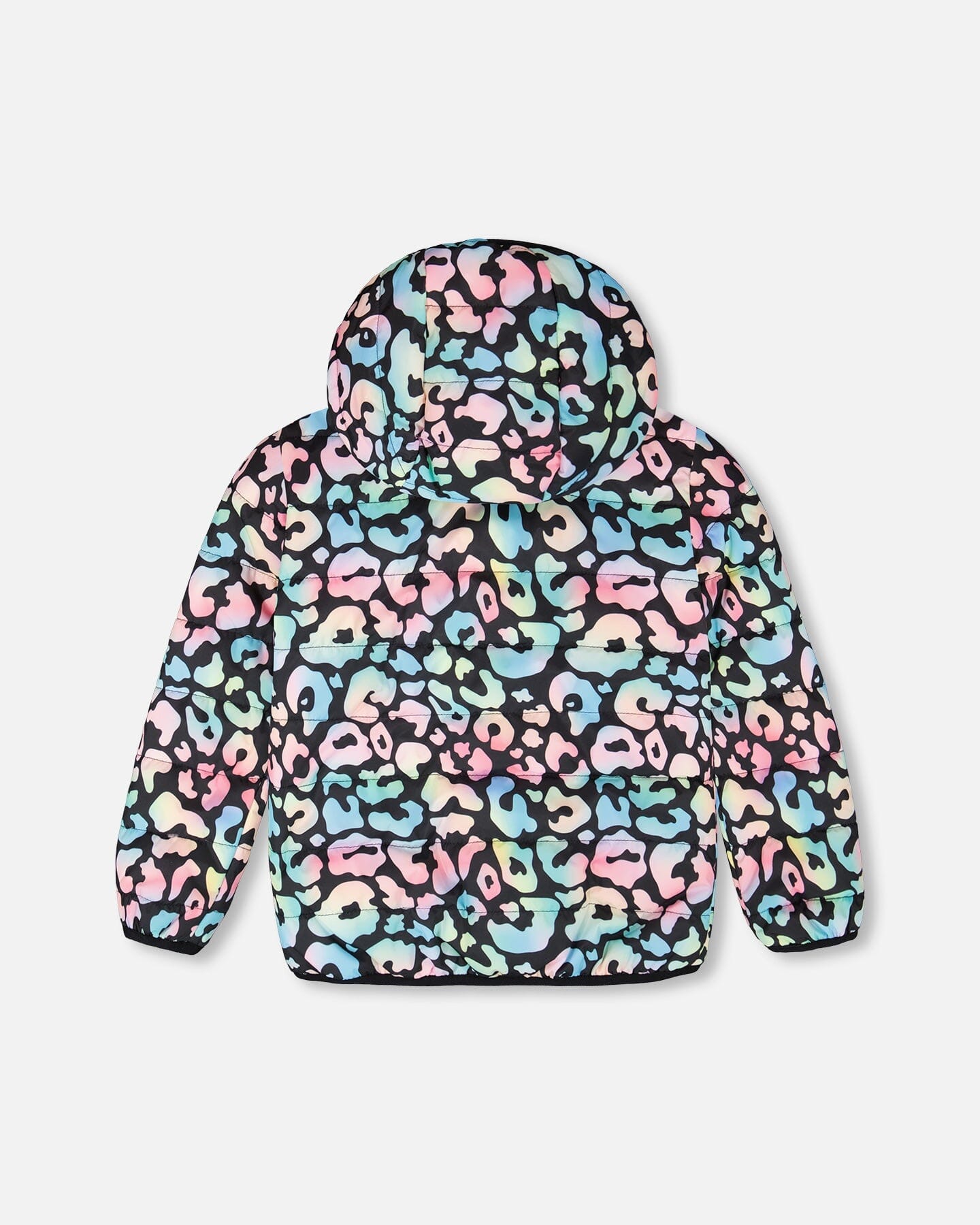 Quilted Mid-Season Jacket Black Animal Print