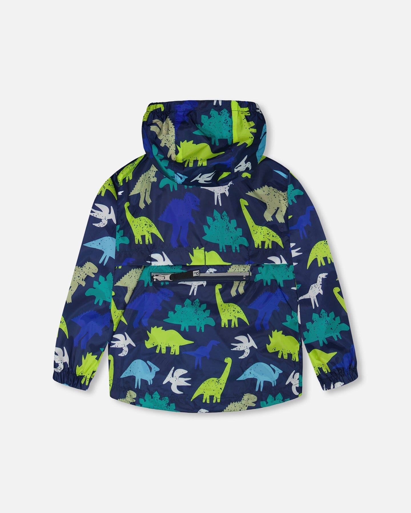 Packable Windbreaker In Polyester Blue Dinosaur Print