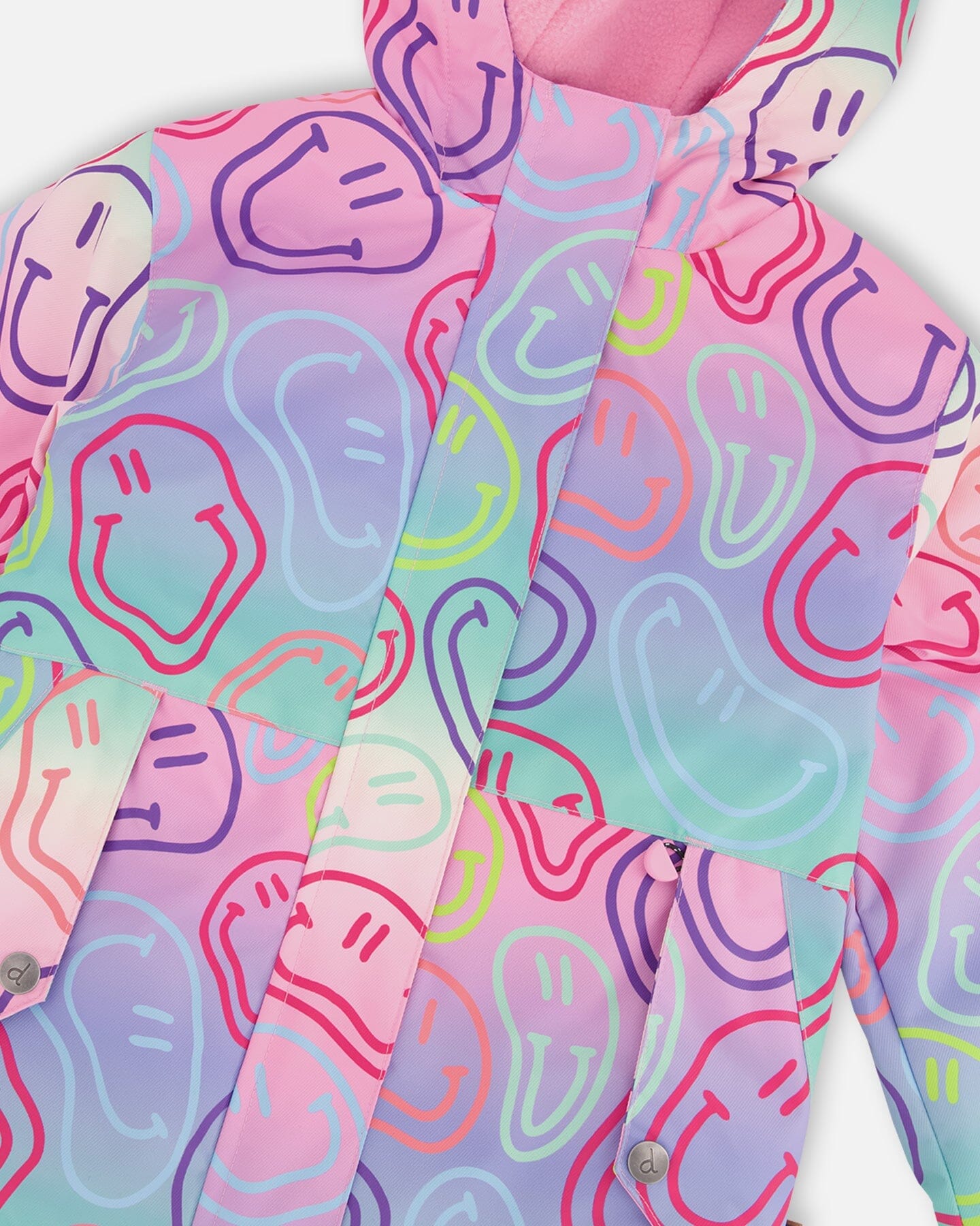 Two-Piece Mid-Season Outerwear Set Multicolored Printed Smileys