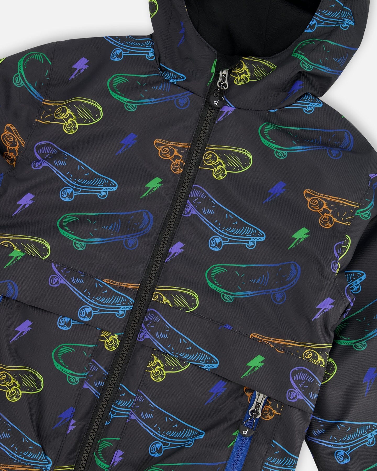 3-In-1 Two-Piece Mid-Season Outerwear Set Black Printed Skateboards