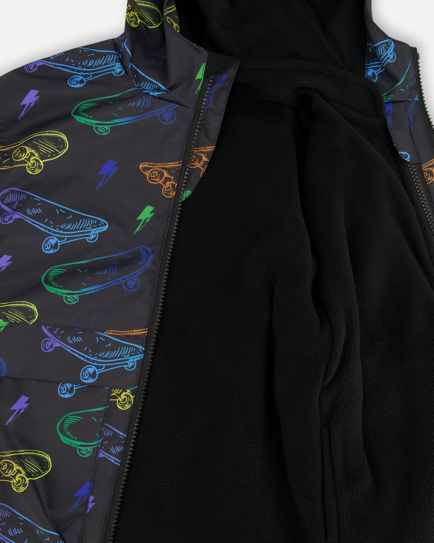 3-In-1 Two-Piece Mid-Season Outerwear Set Black Printed Skateboards