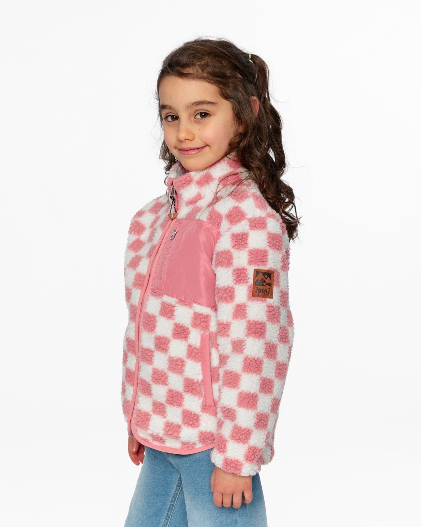 Sherpa Jacket Pink Checkerboard