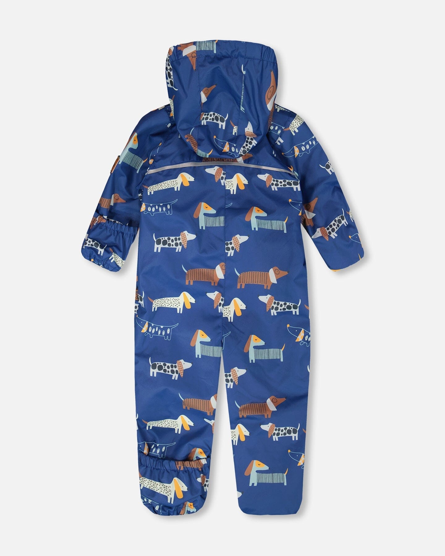 Baby Mid-Season One-Piece Outerwear With Hat Blue Dog Print