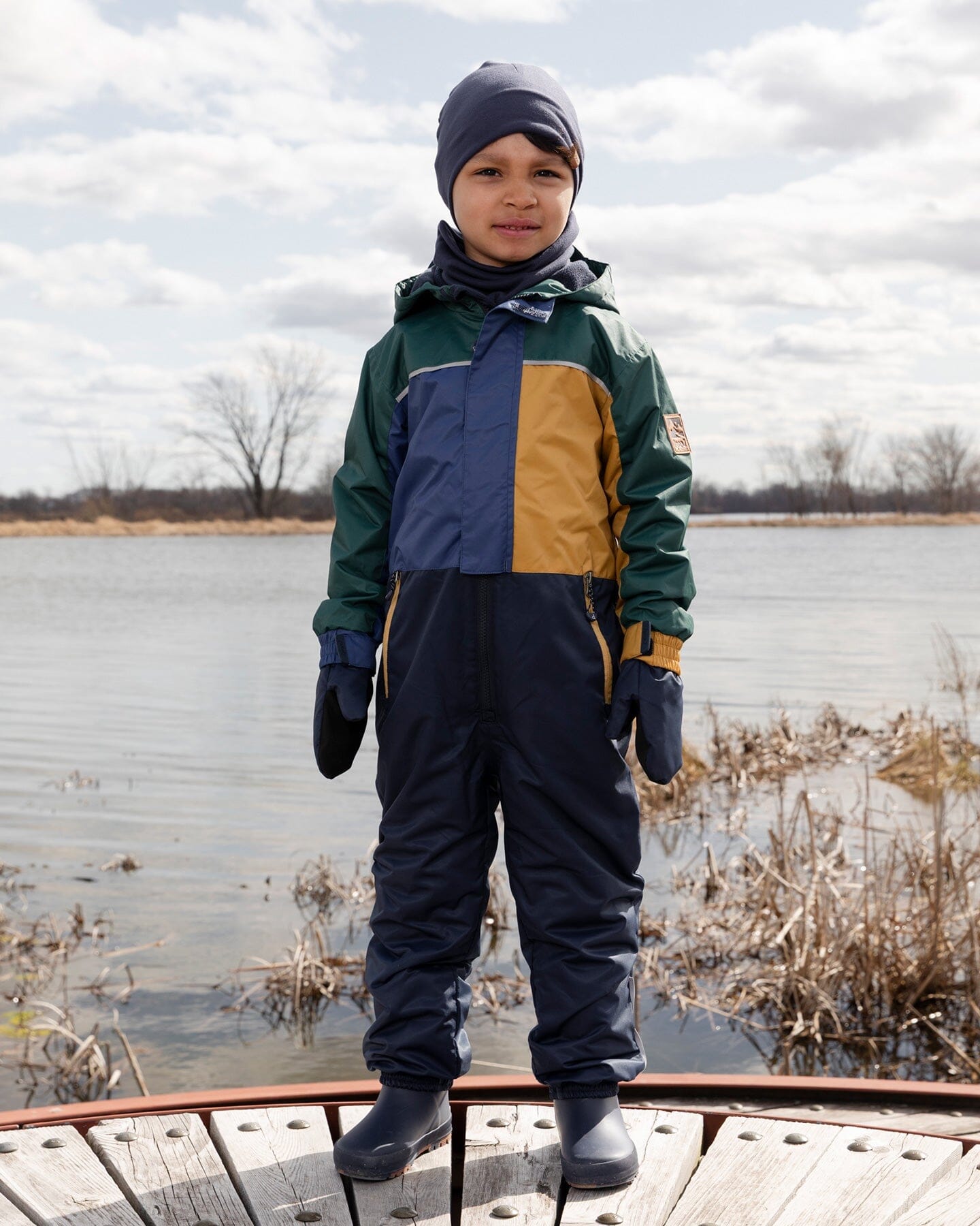 Kids Mid-Season One-Piece Outerwear Navy Colorblock