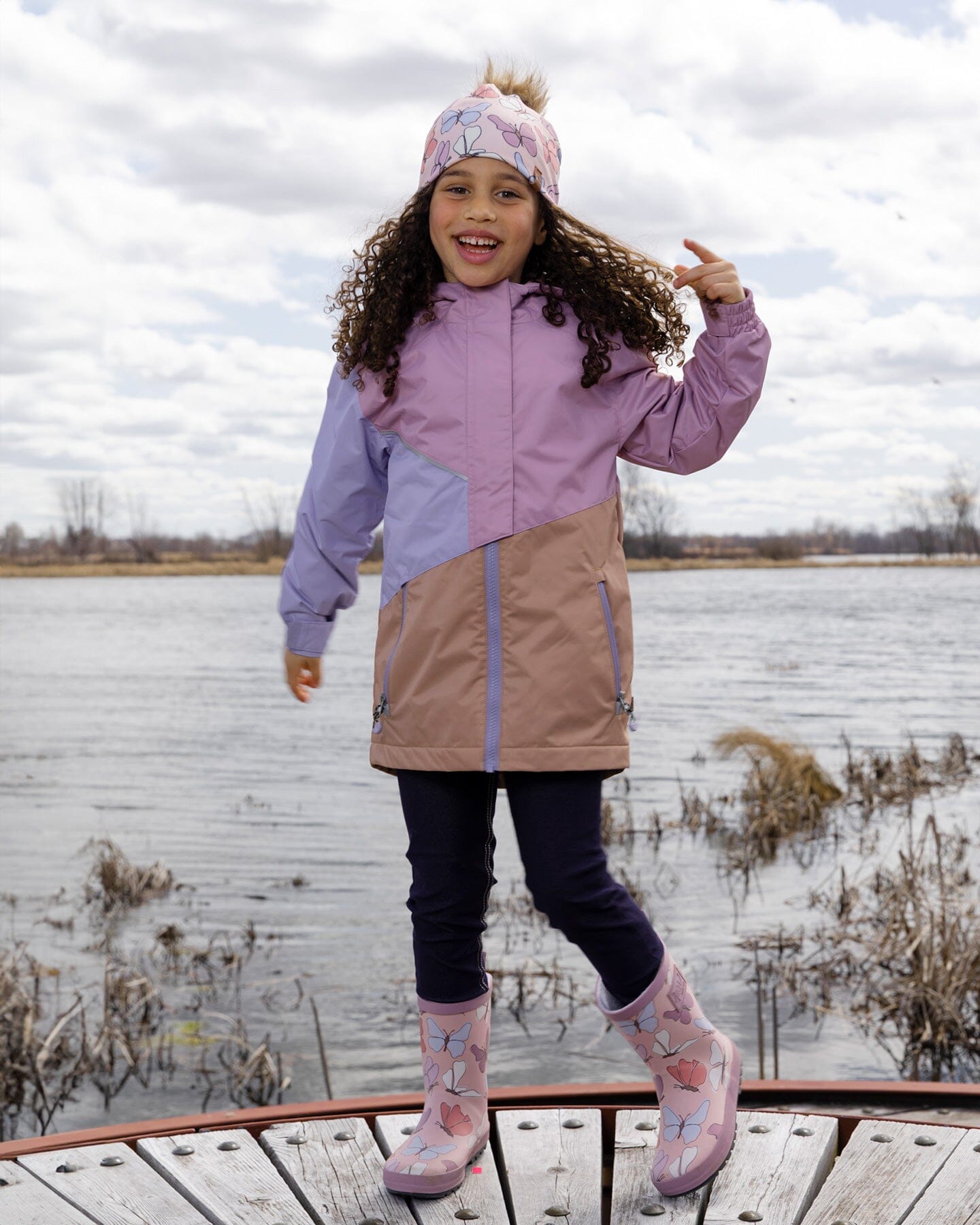 Rain Boots In Natural Rubber Pink Butterfly Print