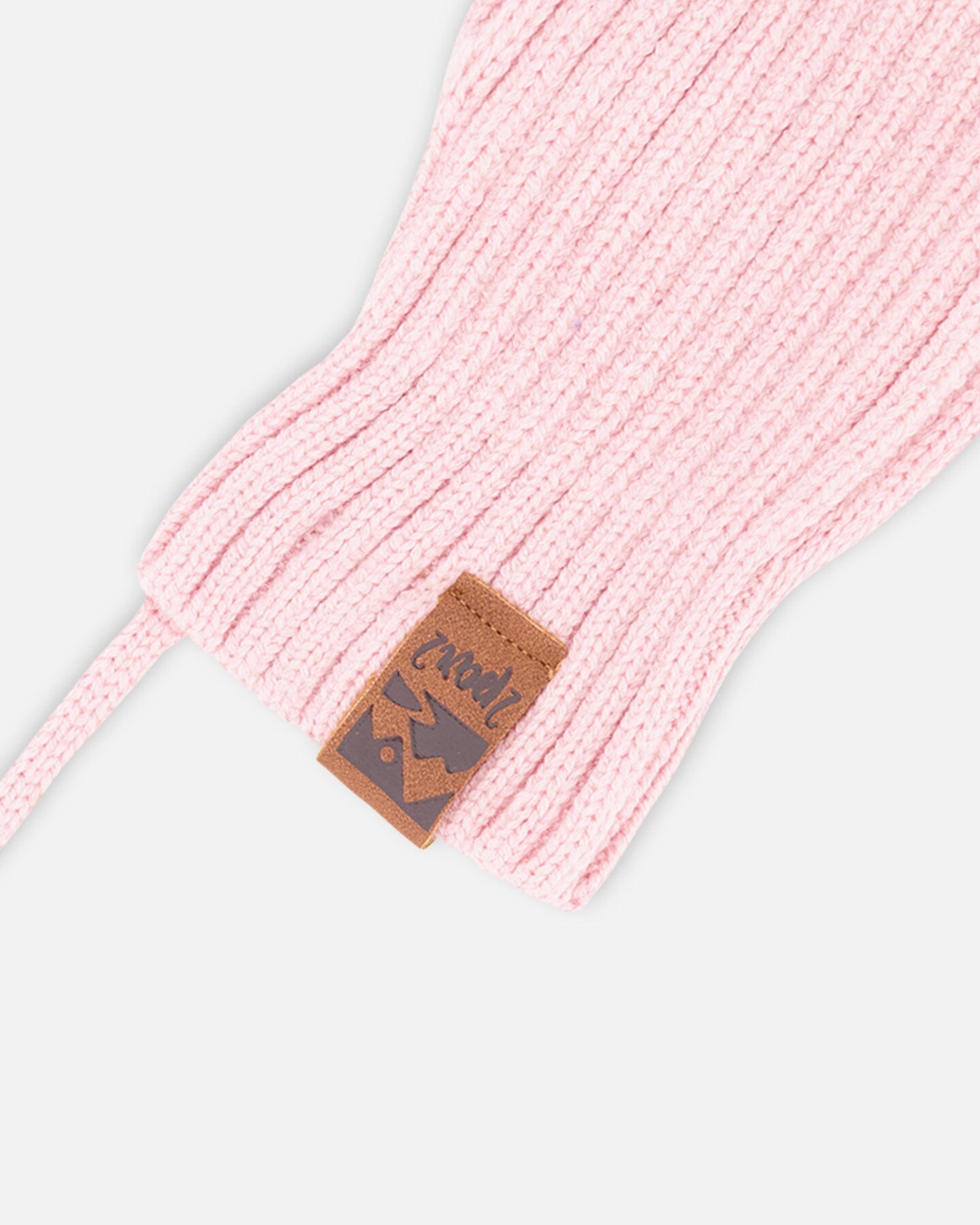 Baby Knit Mittens With Cord Pale Pink