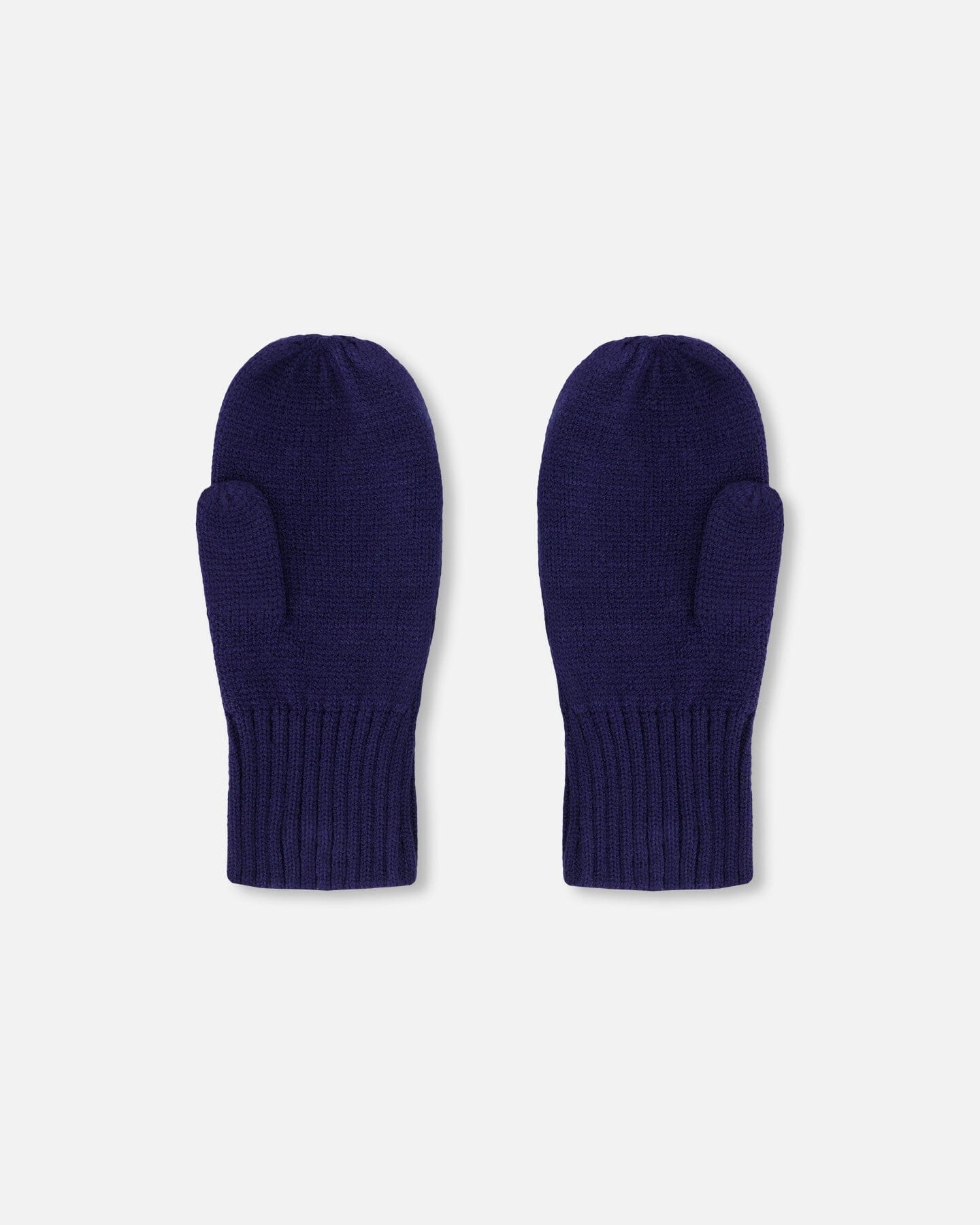 Ribbed Knit Mittens Navy Blue