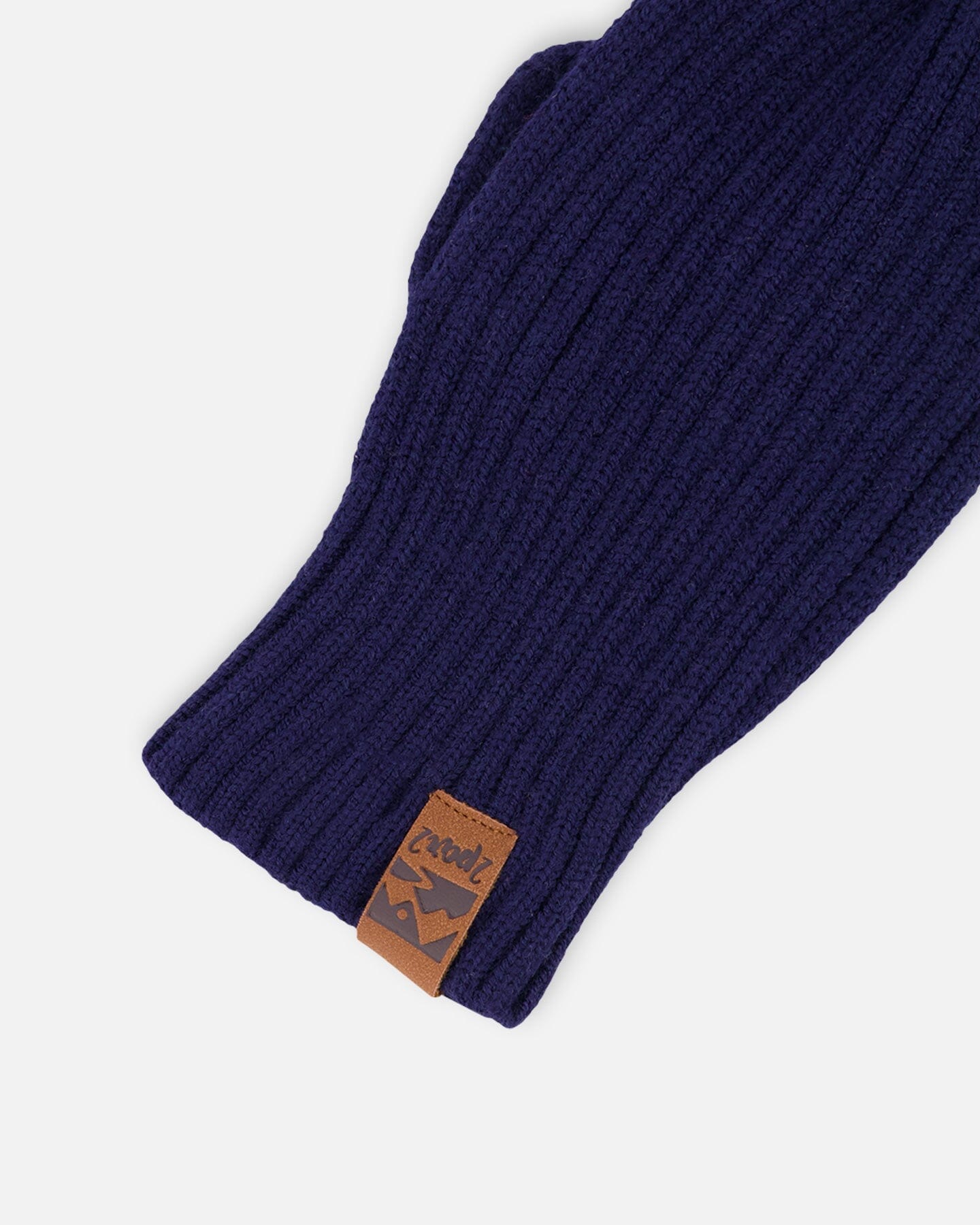 Ribbed Knit Mittens Navy Blue
