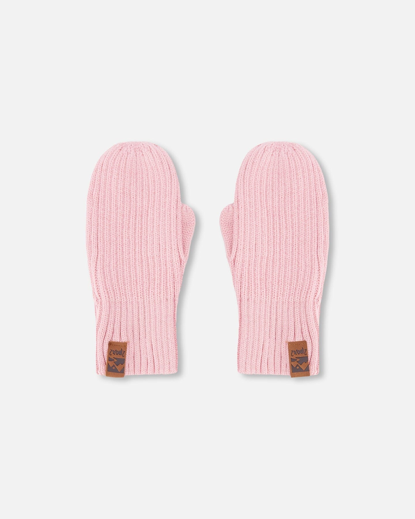 Ribbed Knit Mittens Pale Pink