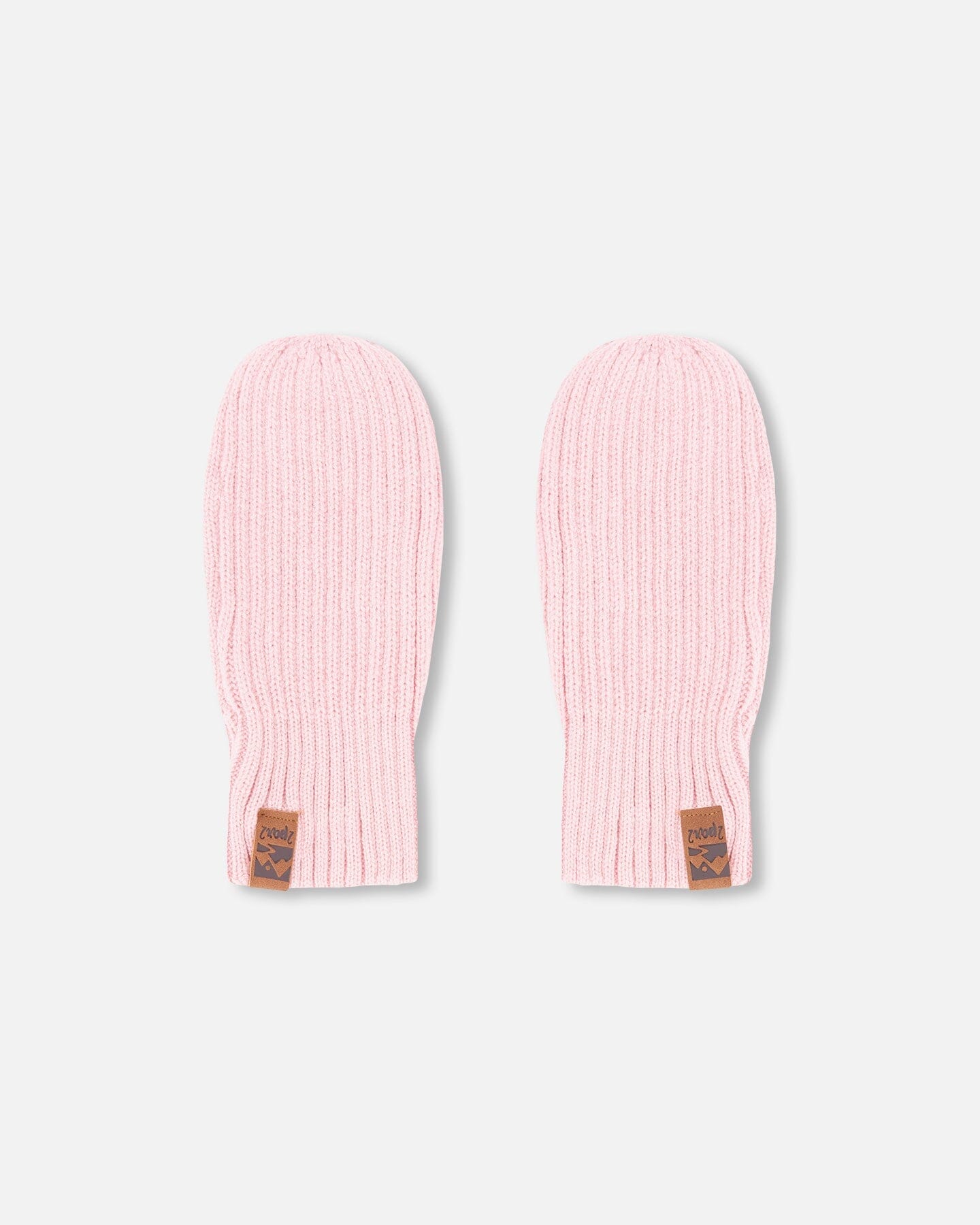 Ribbed Knit Mittens Pale Pink