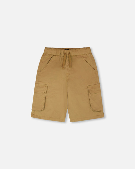 Stretch Twill Bermuda With Cargo Pockets Beige