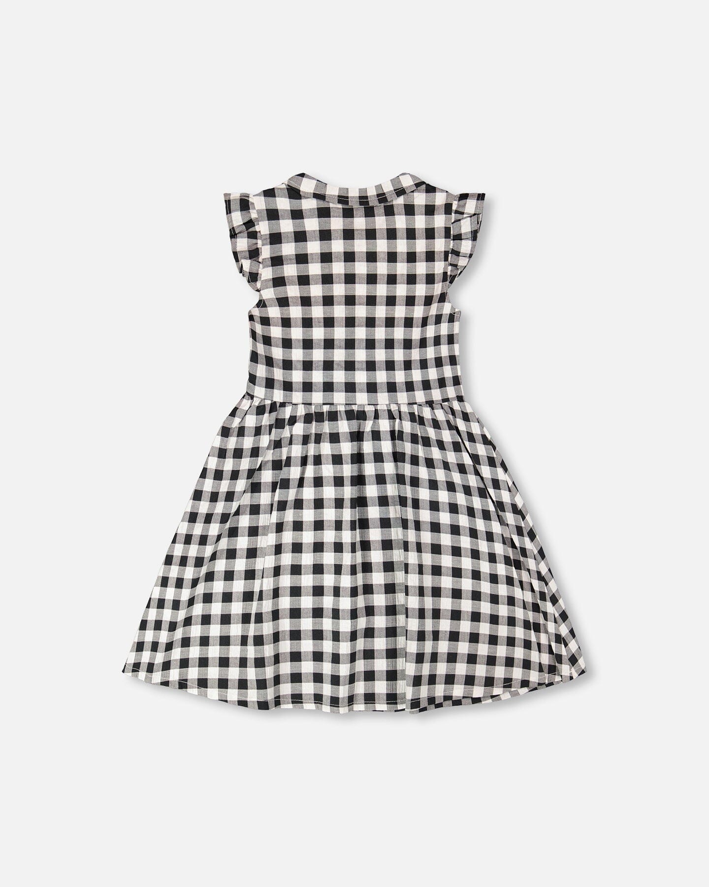 Sleeveless Button Down Dress Black Gingham