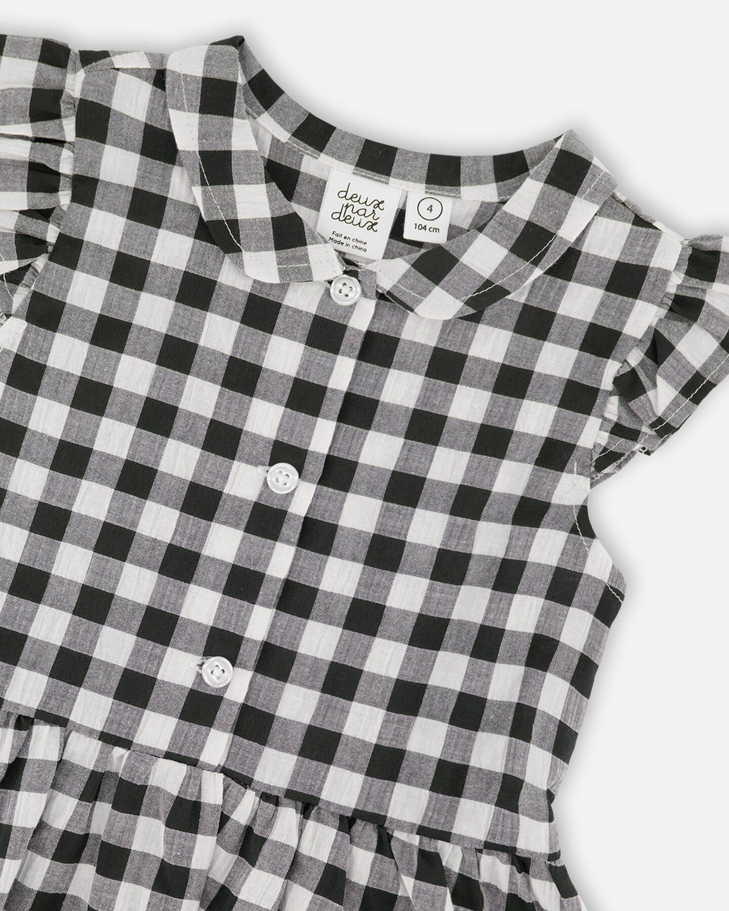 Sleeveless Button Down Dress Black Gingham