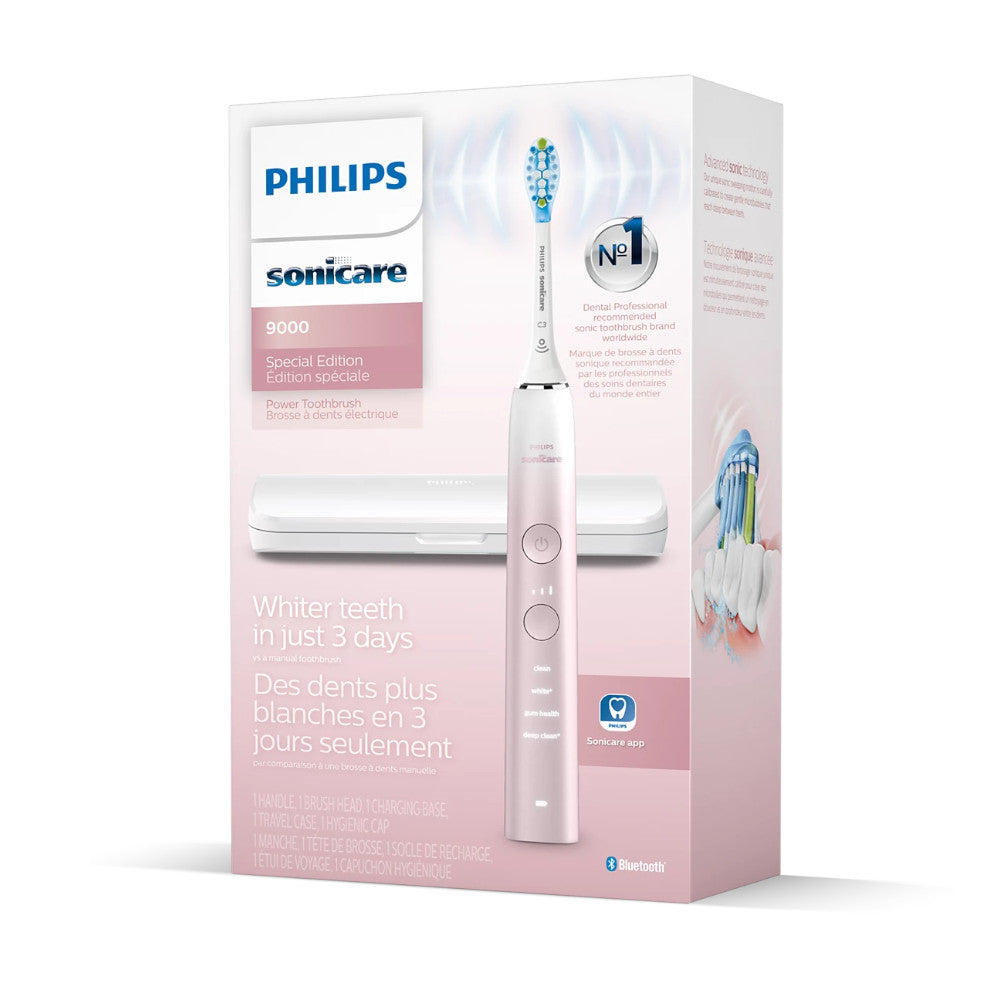 PHILIPS SONICARE HX9911/90 Diamond clean 9000 Special Edition Rechargeable Toothbrush, White/pink