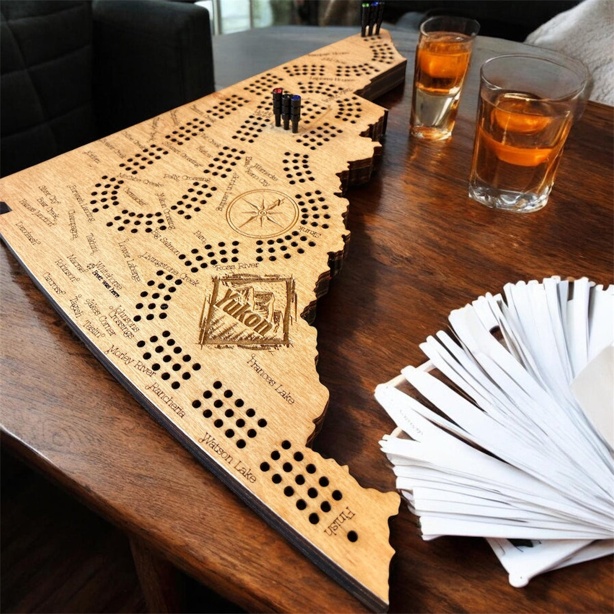 Yukon Map Shaped Cribbage Board
